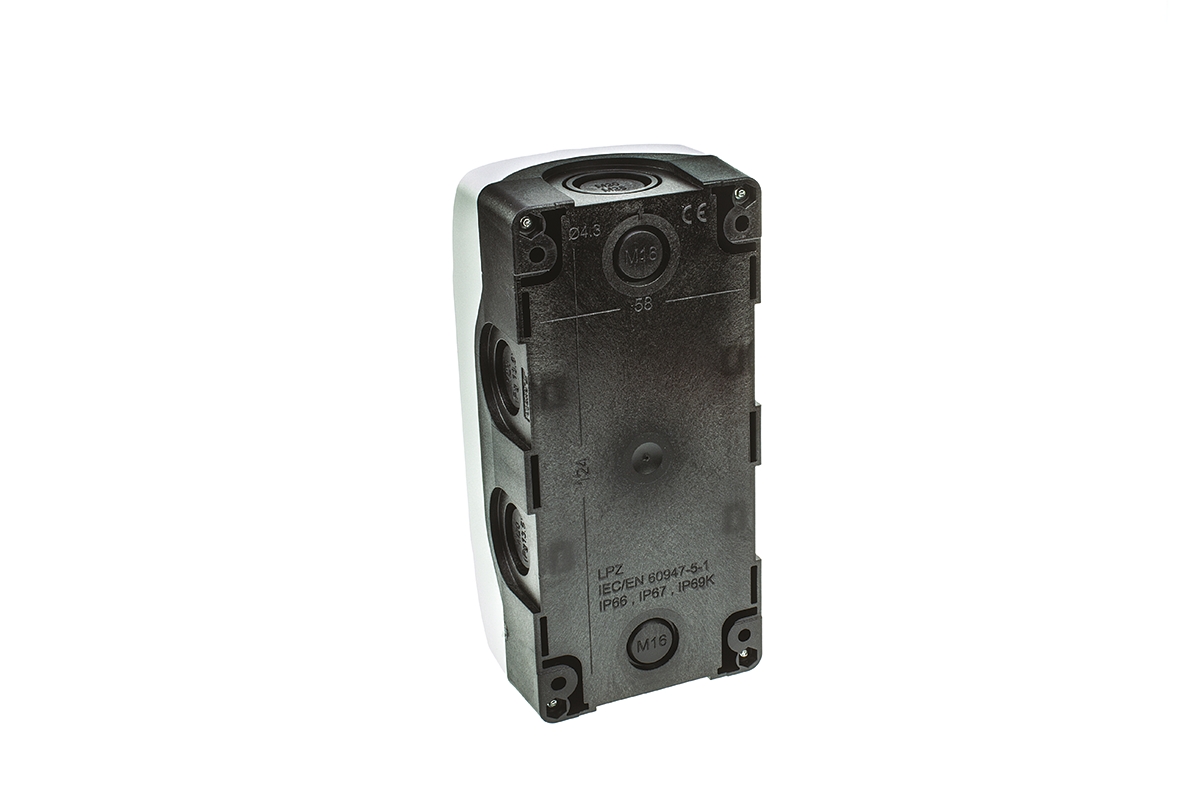 lpzp3a8 Lovato Grey Plastic Platinum Push Button Enclosure - 3 Hole 22 mm Diameter