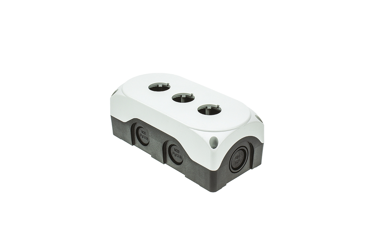 lpzp3a8 Lovato Grey Plastic Platinum Push Button Enclosure - 3 Hole 22 mm Diameter