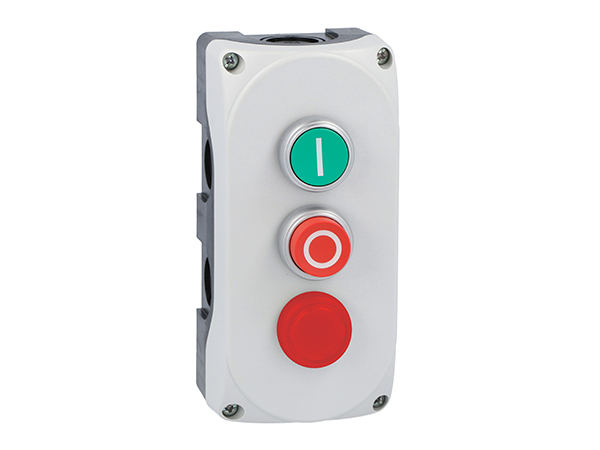 Lovato Push Push Button Control Station - 1 NO, Polycarbonate, 3 Cutouts, Green, Orange, Red, Arrow, IP66, IP67