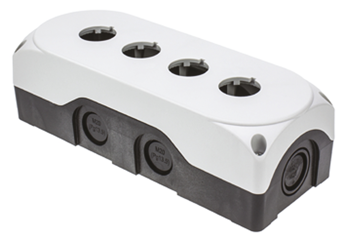 lpzp4a8 Lovato Grey Plastic LPZ Push Button Enclosure - 4 Hole 22 mm Diameter