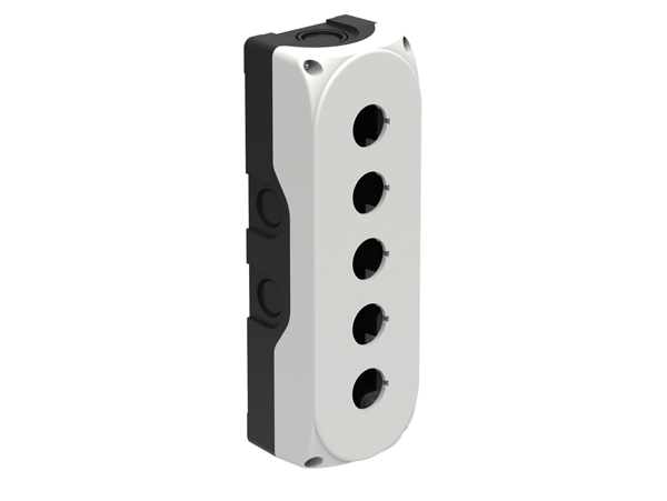 lpzp5a8 Lovato Grey Plastic Platinum Push Button Enclosure - 5 Hole 22 mm Diameter