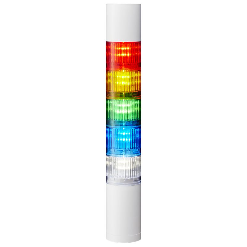Patlite LR5 Series Amber, White, Red, Green, Blue Signal Tower Buzzer, 5 Lights 24V dc Wall, Pole, L-Bracket, Direct,