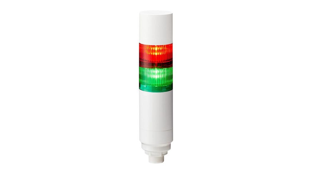 Patlite LR Series Multicolour Signal Tower Buzzer, 2 Lights 24V dc Nut Mount