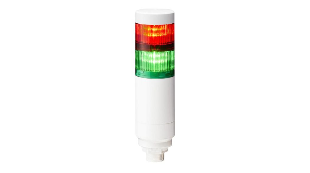 Patlite LR Series Multicolour Signal Tower No Sounder Component, 2 Lights 24V dc Nut Mount