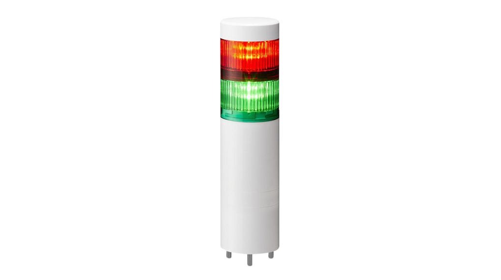 Patlite LR Series Multicolour Signal Tower No Sounder Component, 2 Lights 24V dc Direct