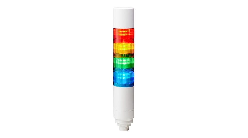 Patlite LR Series Multicolour Signal Tower Buzzer, 4 Lights 24V dc Nut Mount