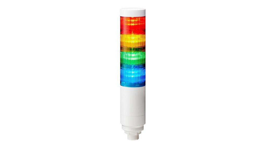 Patlite LR Series Multicolour Signal Tower No Sounder Component, 4 Lights 24V dc Nut Mount