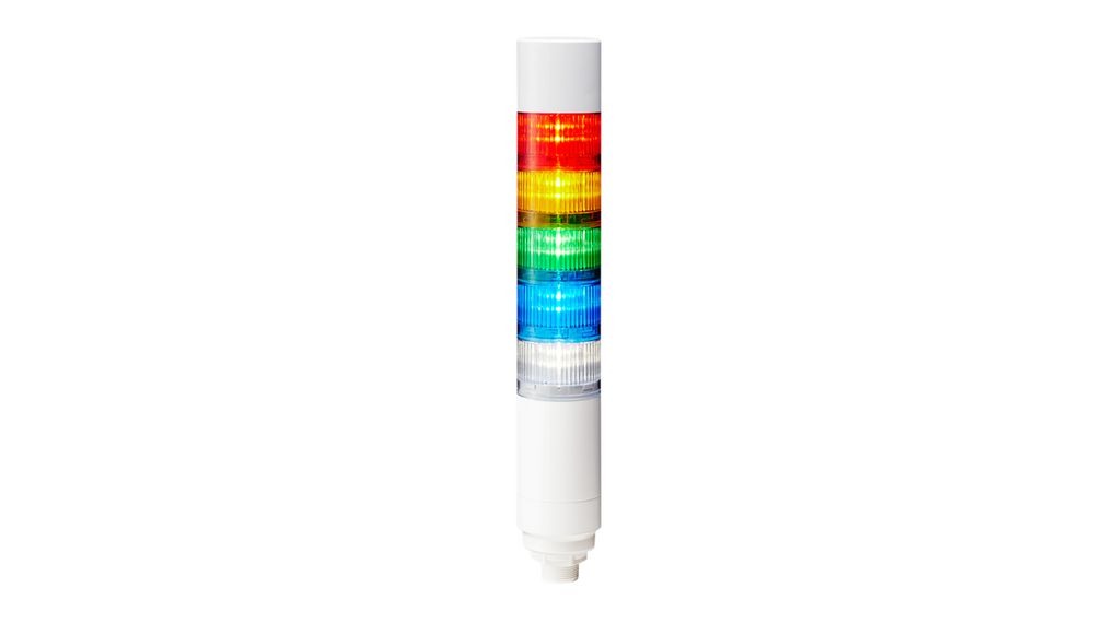 Patlite LR6-FB295 Series Multicolour Signal Tower Buzzer, 5 Lights 24V dc Nut Mount