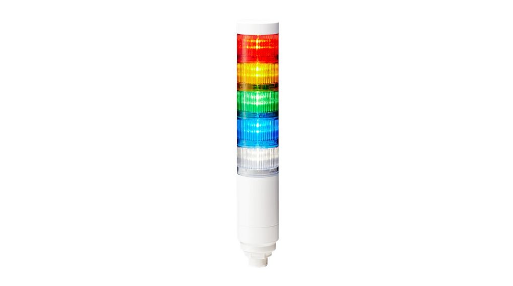 Patlite LR Series Multicolour Signal Tower No Sounder Component, 5 Lights 24V dc Nut Mount
