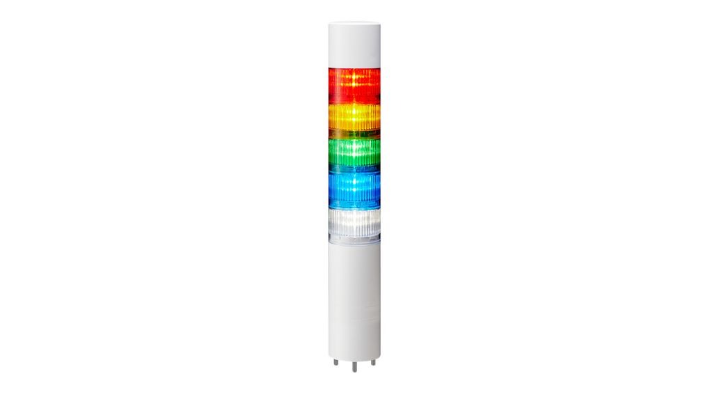 Patlite LR6-FB295 Series Multicolour Signal Tower Buzzer, 5 Lights 24V dc Direct