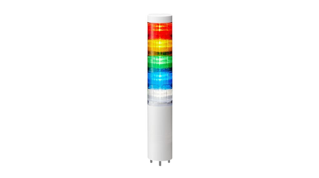Patlite LR Series Multicolour Signal Tower No Sounder Component, 5 Lights 24V dc Direct