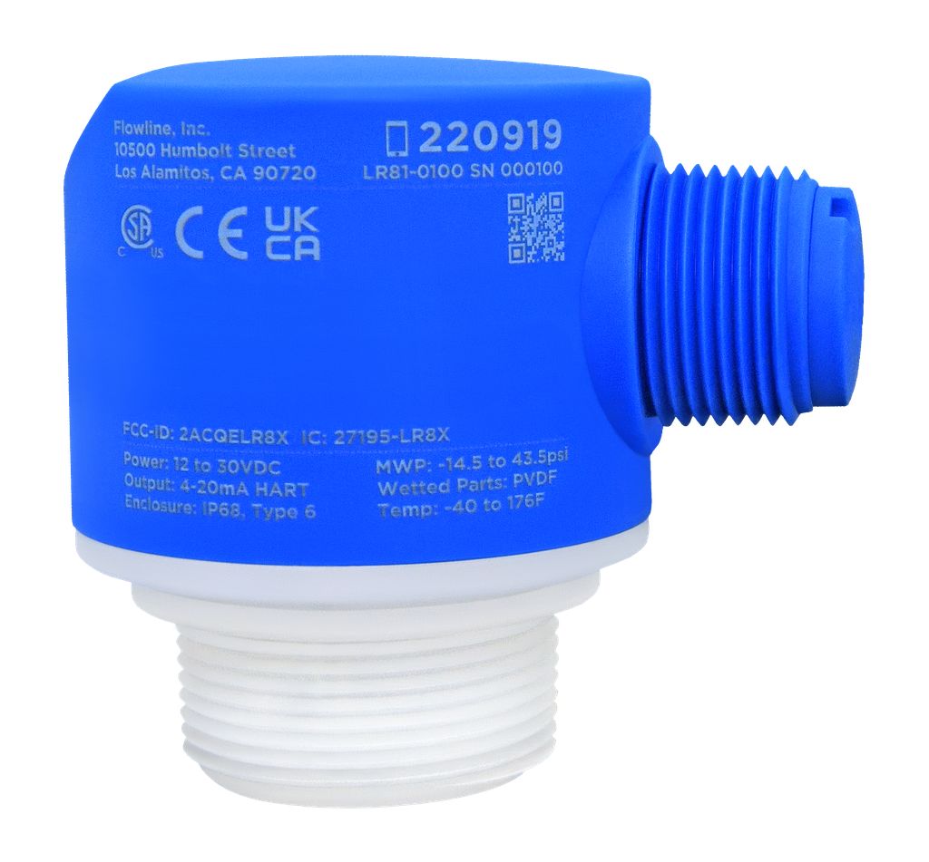 Flowline LR81 Series Radar Level Sensor, Flange, Viton, Housing Polyvinylidene Difluoride