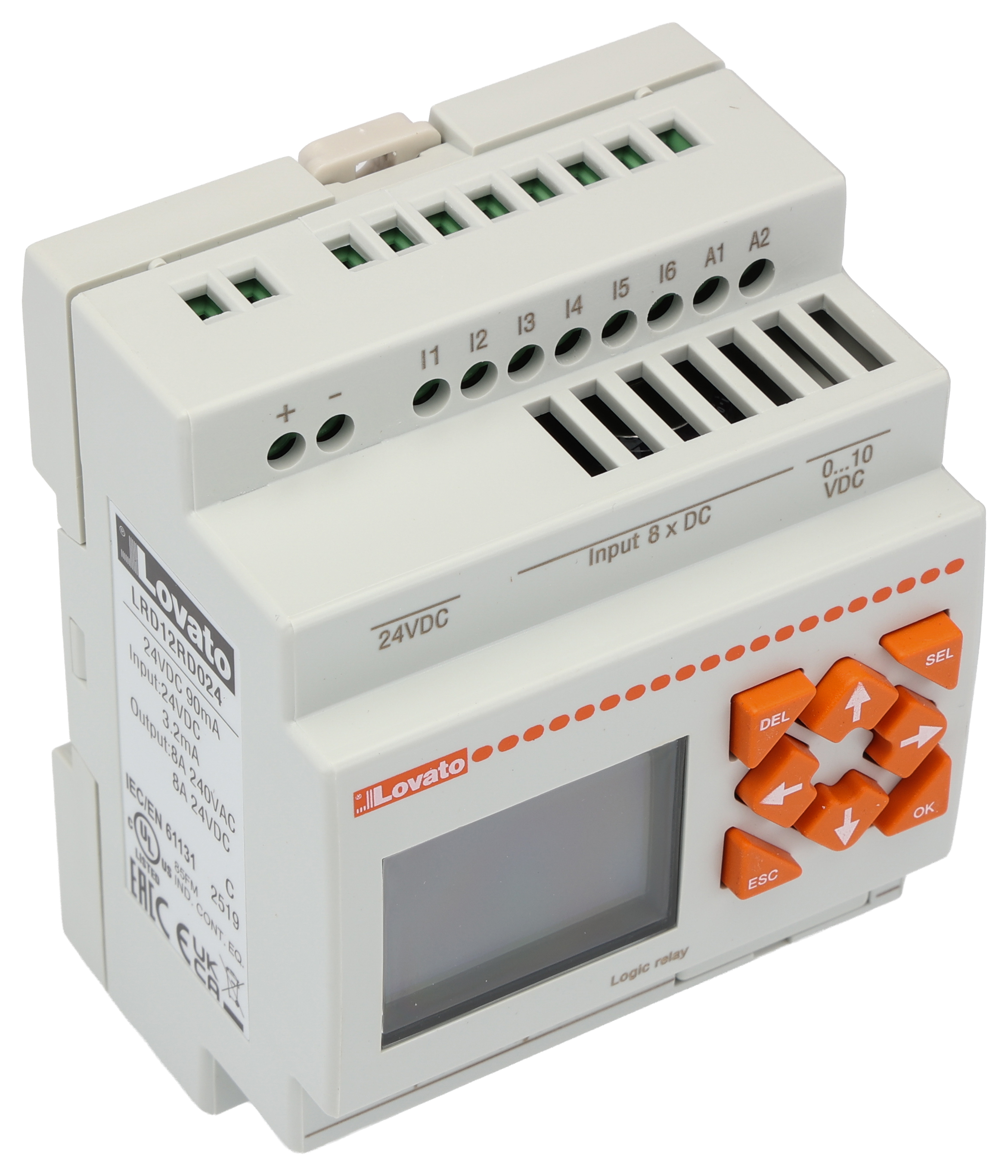 Lovato LRD Series PLC CPU, Relay Output, 8-Input, Digital, Analogue Input