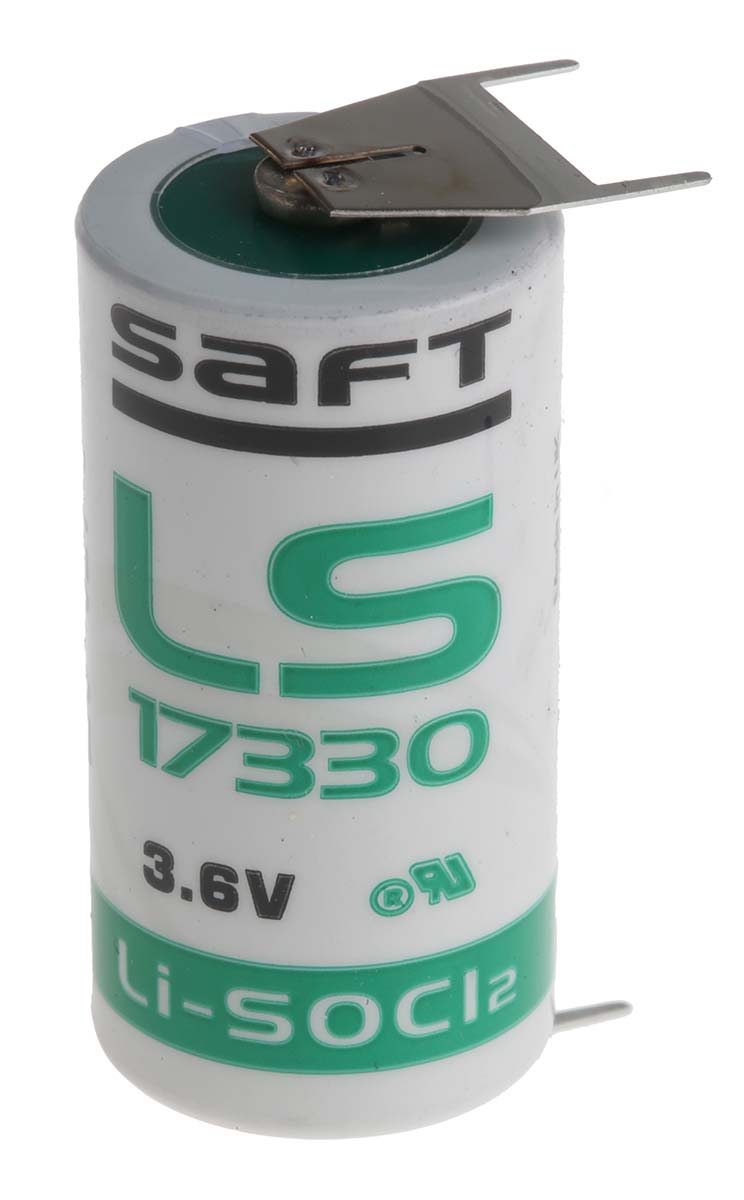 Saft Lithium Thionyl Chloride 3.6 V IEC 60079-11, IEC 60086-4 2/3 A Battery, 2.1 Ah, 16.5 mm x 33.4 mm