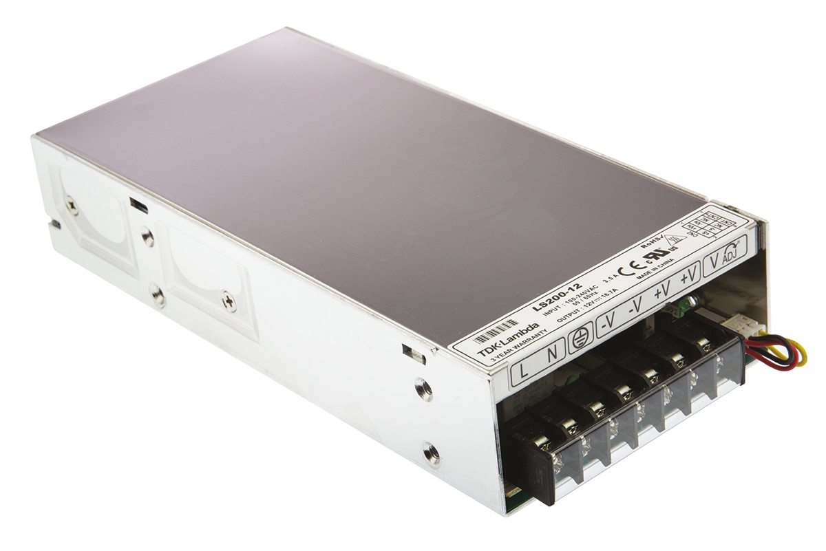 TDK-Lambda Switching Power Supply, LS200-12 12V dc, 16.7A, 200 W, Input 85V ac to  373 V dc, 264V ac