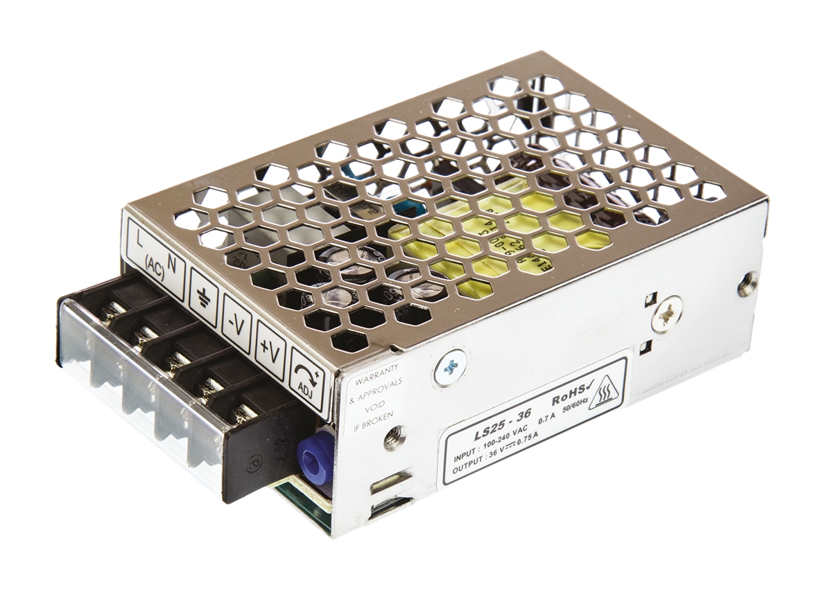 TDK-Lambda Switching Power Supply, LS25-36 36V dc, 750mA, 25 W, Input 88V ac to  370 V dc, 264V ac