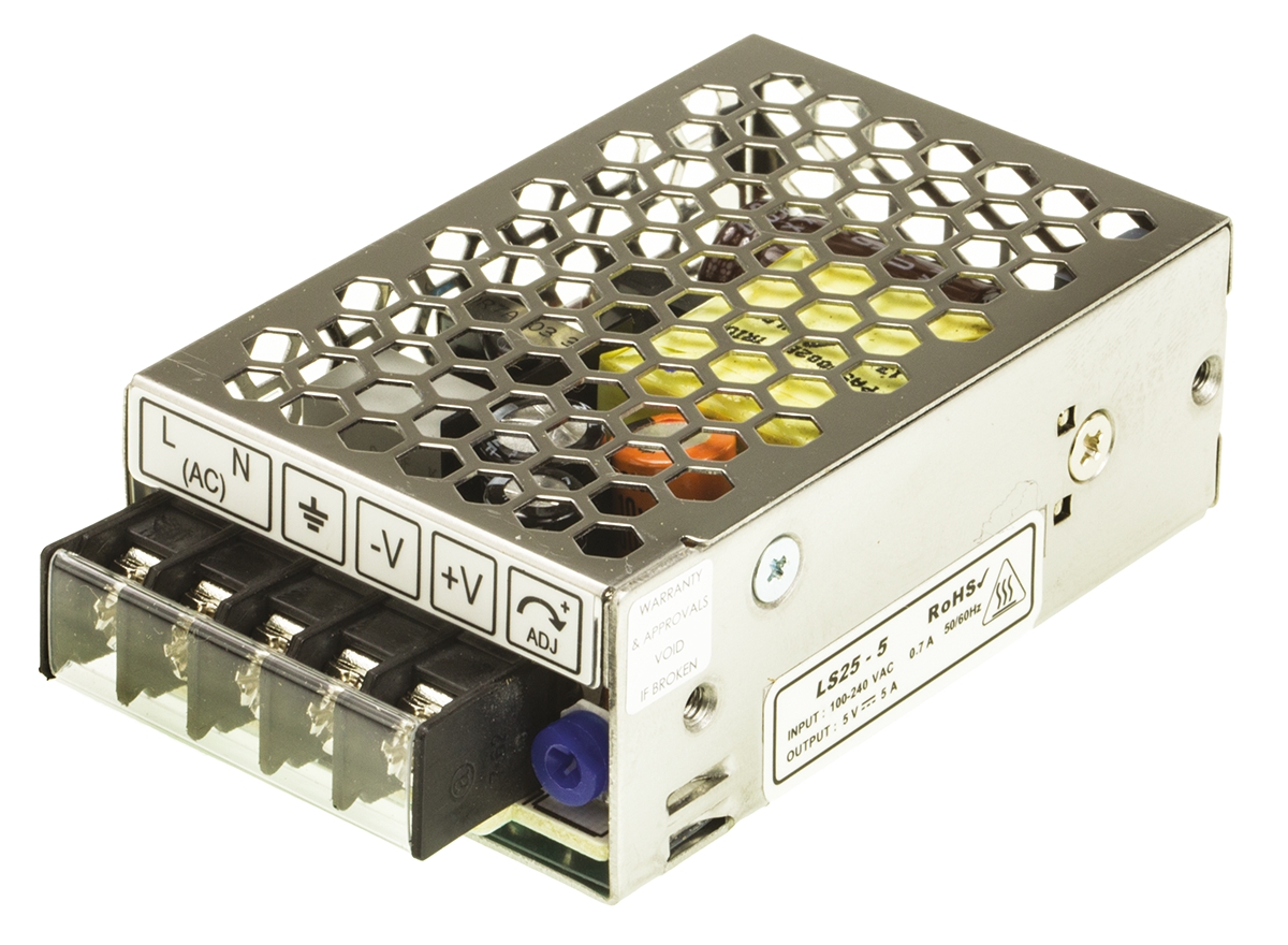 TDK-Lambda Switching Power Supply, LS25-5 5V dc, 5A, 25 W, Input 88V ac to  370 V dc, 264V ac