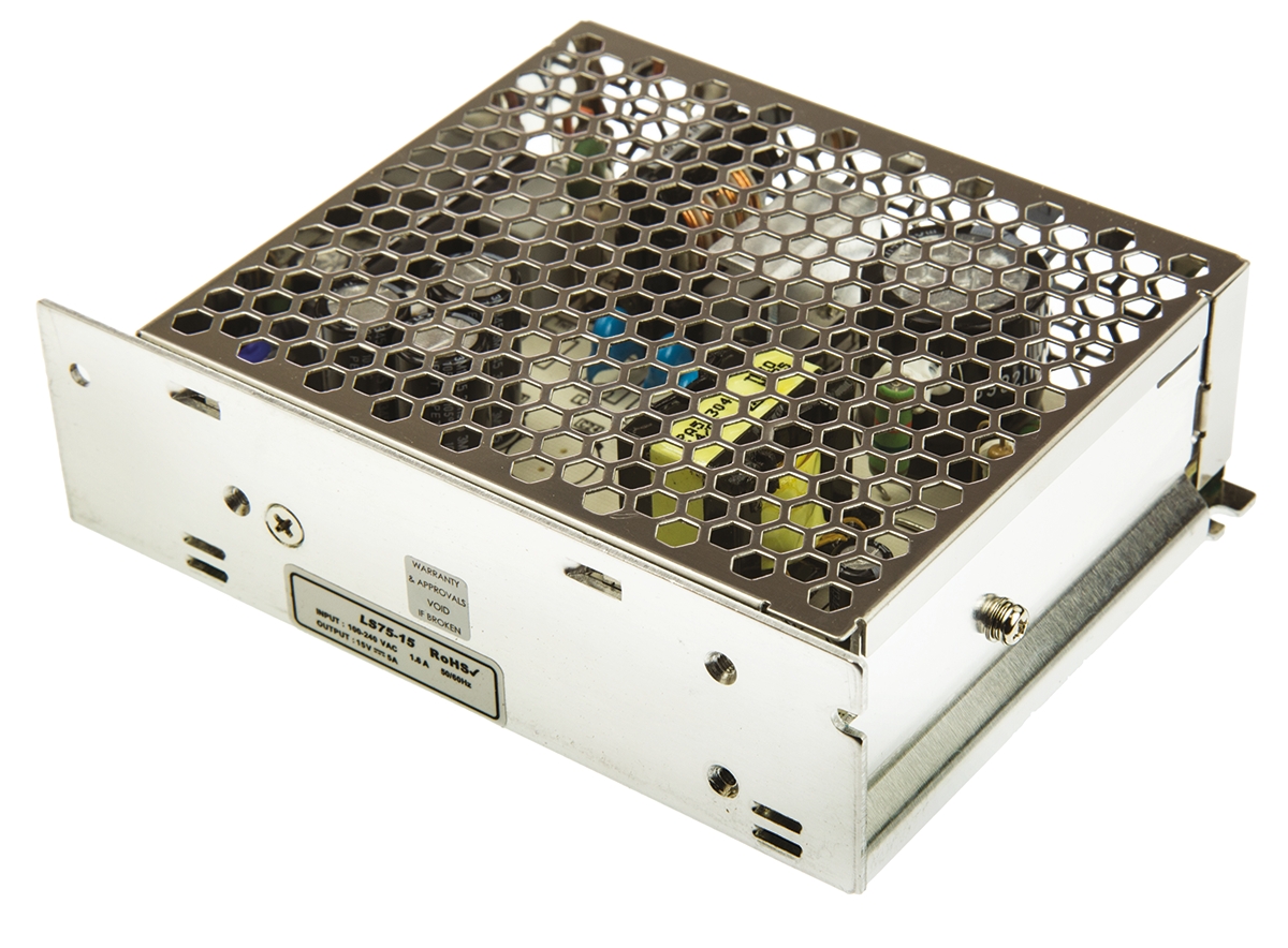 ls75-15 TDK-Lambda Switching Power Supply, LS75-15 15V dc, 5A, 75 W, Input 88V ac to  370 V dc, 264V ac