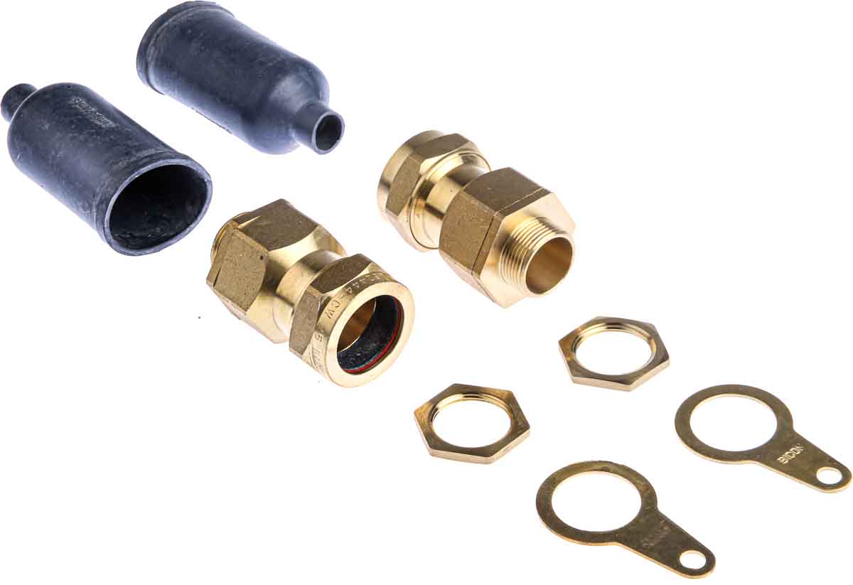 Prysmian LSF-CW Series 9 Cable Gland Kit, kit contents: 1 x Armour Ring, 1 x Earth Tag, 1 x Gland Barrel, 1 x Gland
