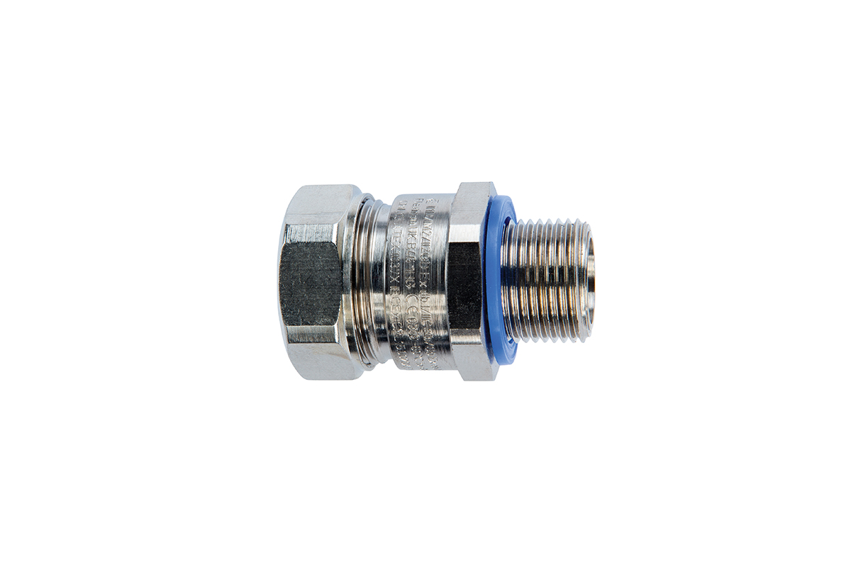 Flexicon Type Flameproof Barrier Gland (Npt Thread) Nickel, Conduit Fitting, 20 mm Nominal Size, M20, Brass, Silver