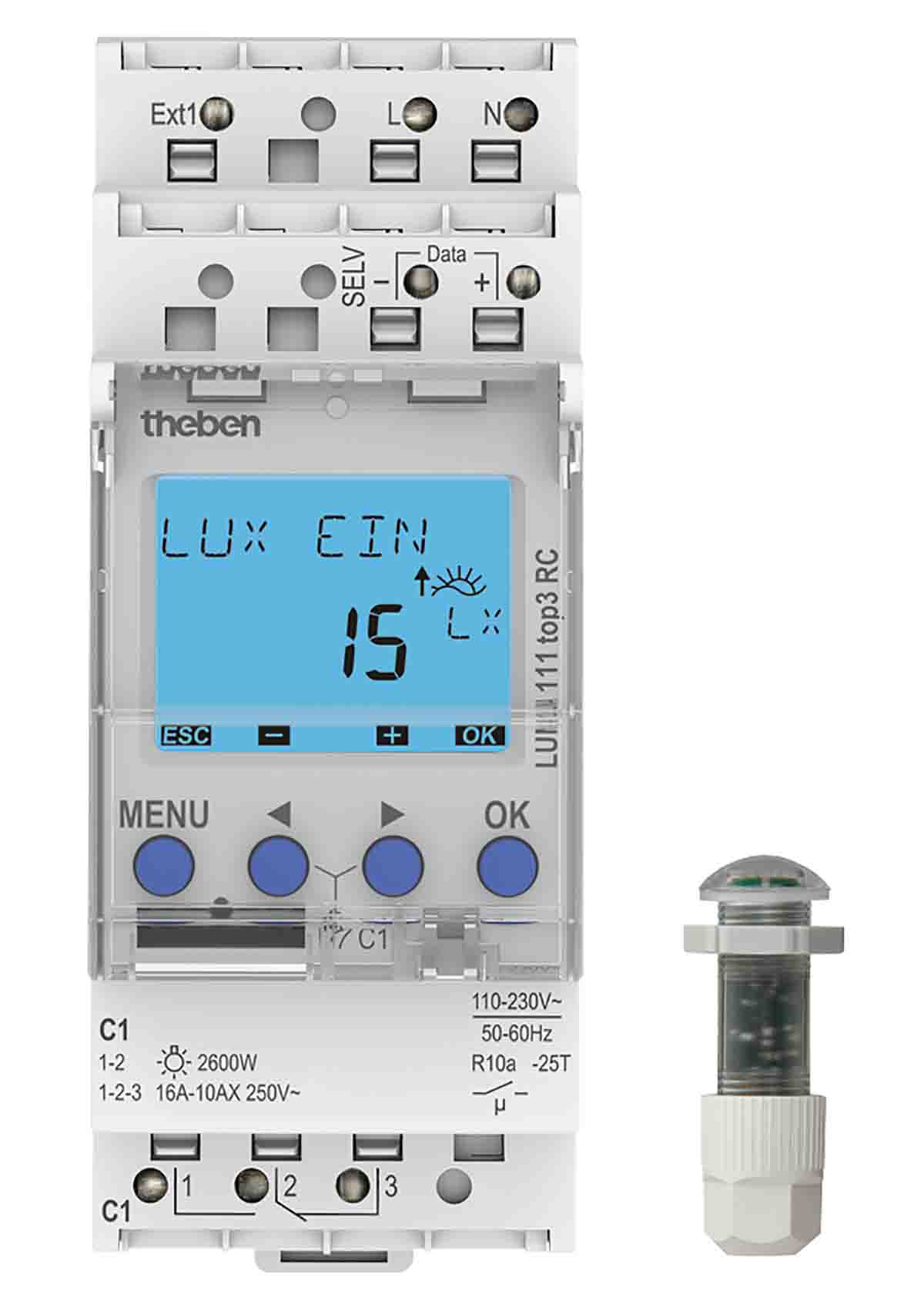 Theben Digital LUNA 110 plus DIN Rail Time Switch, 1-Channel 230 V ac