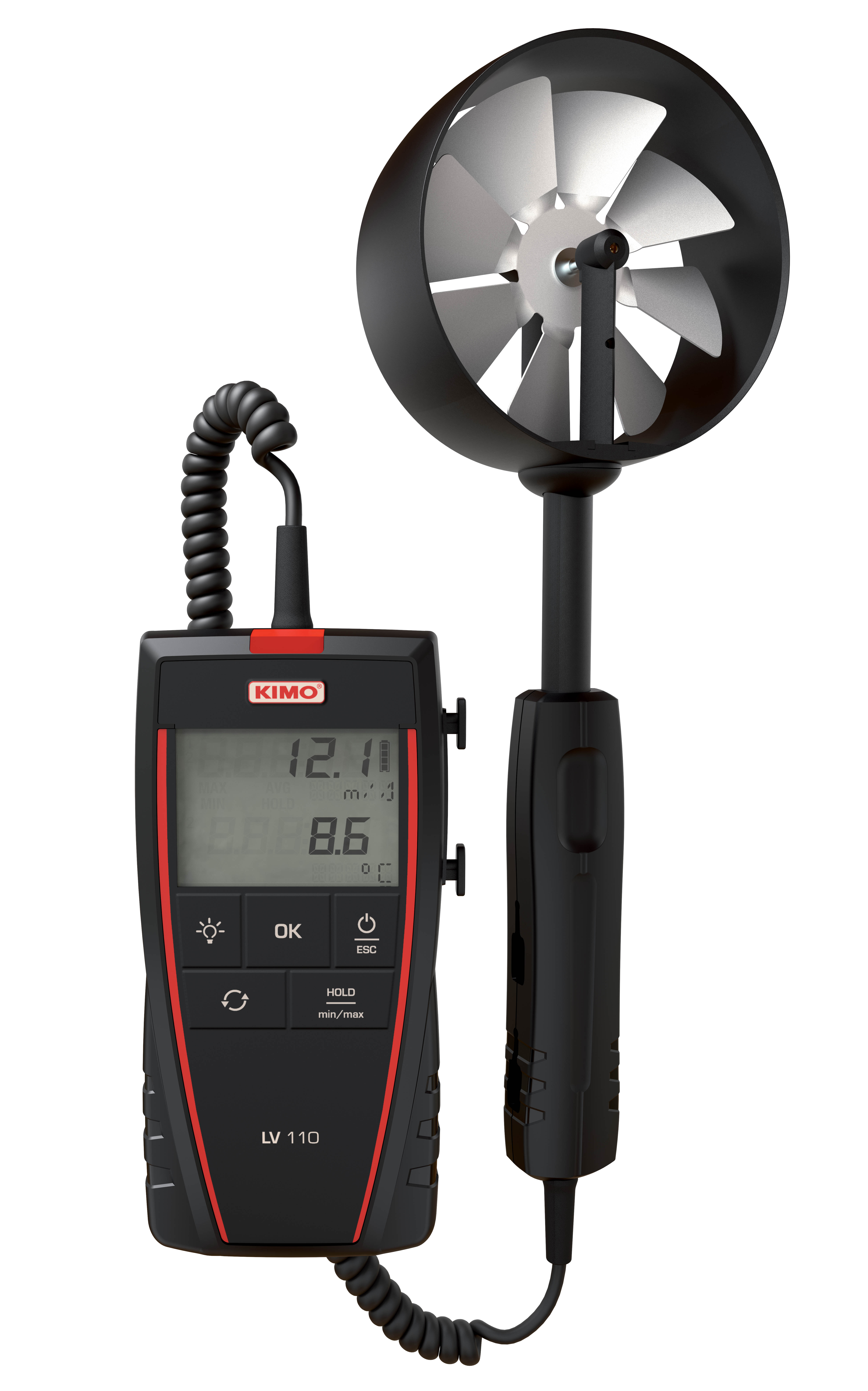 KIMO Rotary Vane Anemometer, Measures Air Velocity, Air Flow, 35 m/s