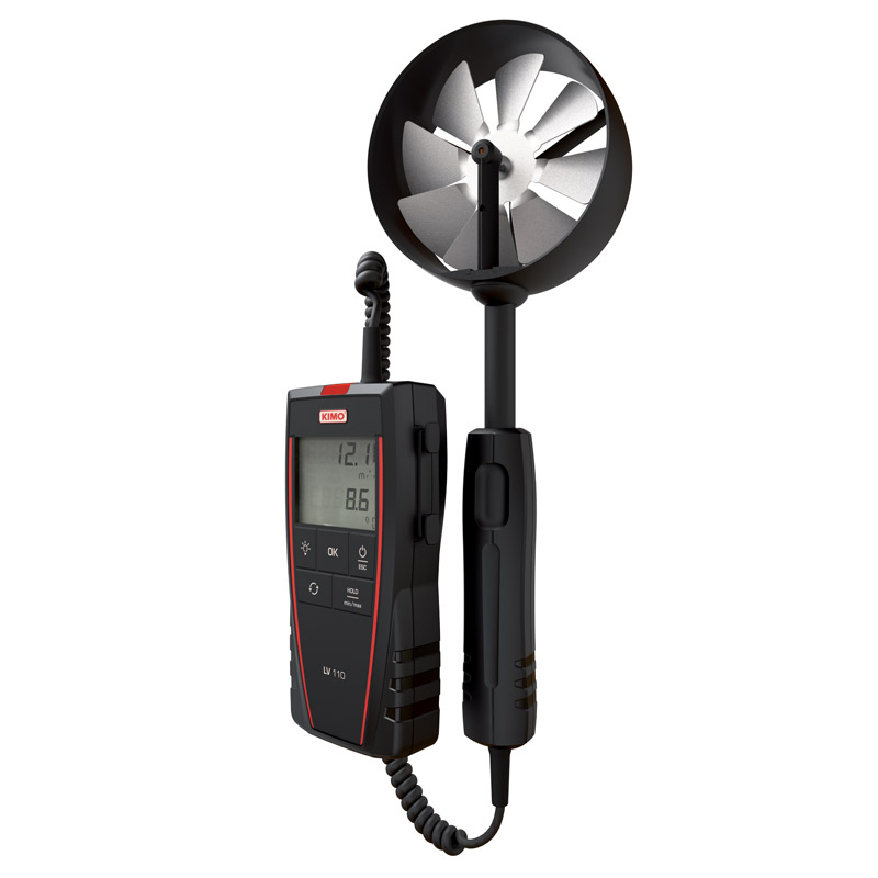 lv-110-s KIMO Rotary Vane Anemometer, Measures Air Velocity, Air Flow, 35 m/s