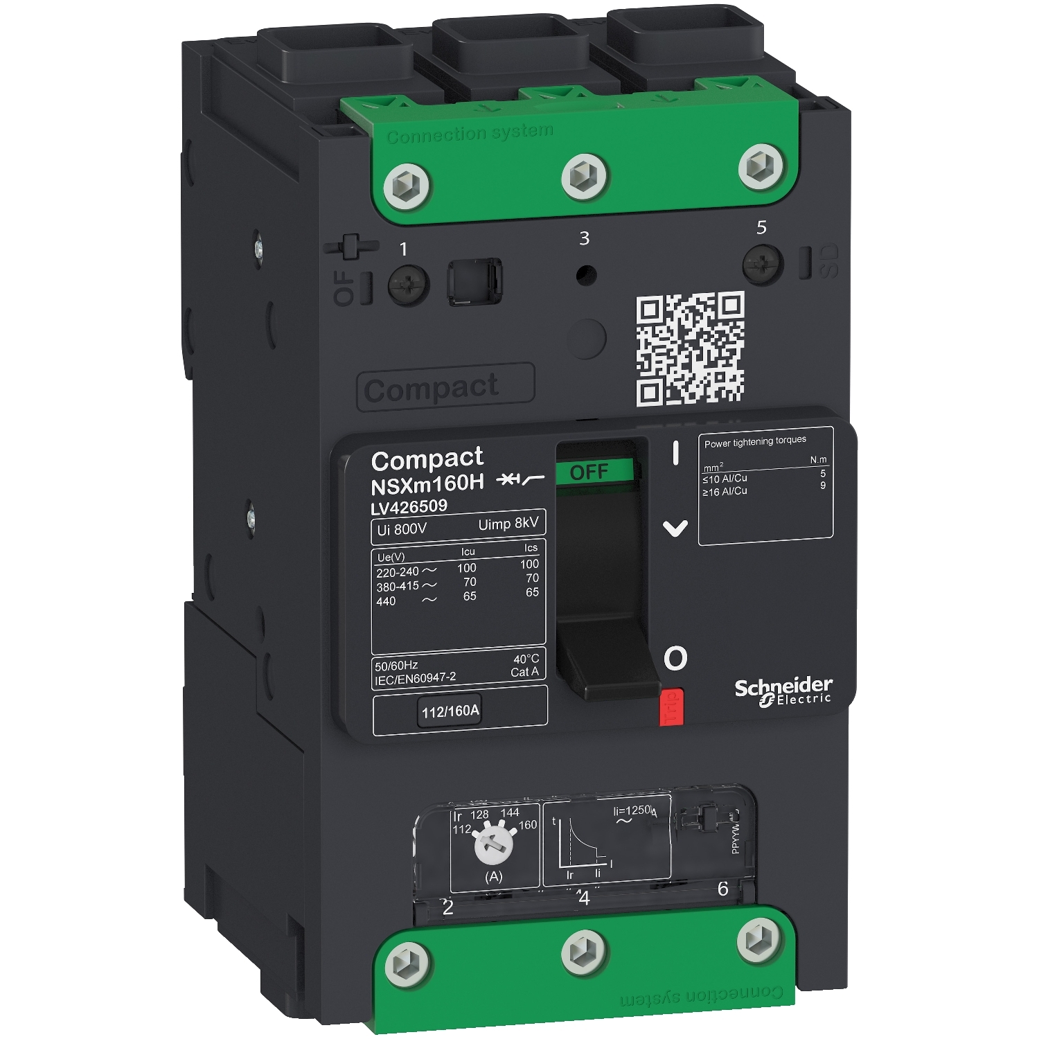 Schneider Electric, ComPact, Compact NSXm Molded Case Circuit Breaker 3-Pole 50A, Breaking Capacity 70 kA, Clip-on