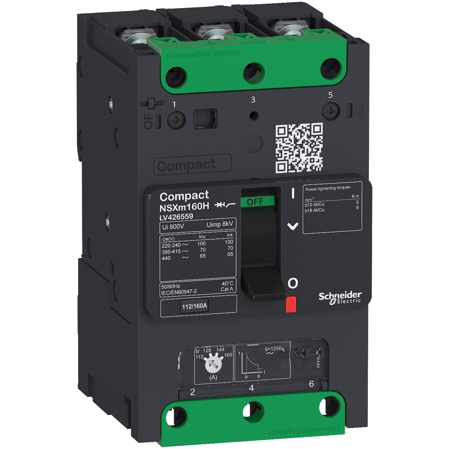 Schneider Electric, ComPact, Compact NSXm Molded Case Circuit Breaker 3-Pole 16A, Breaking Capacity 70 kA, Clip-on