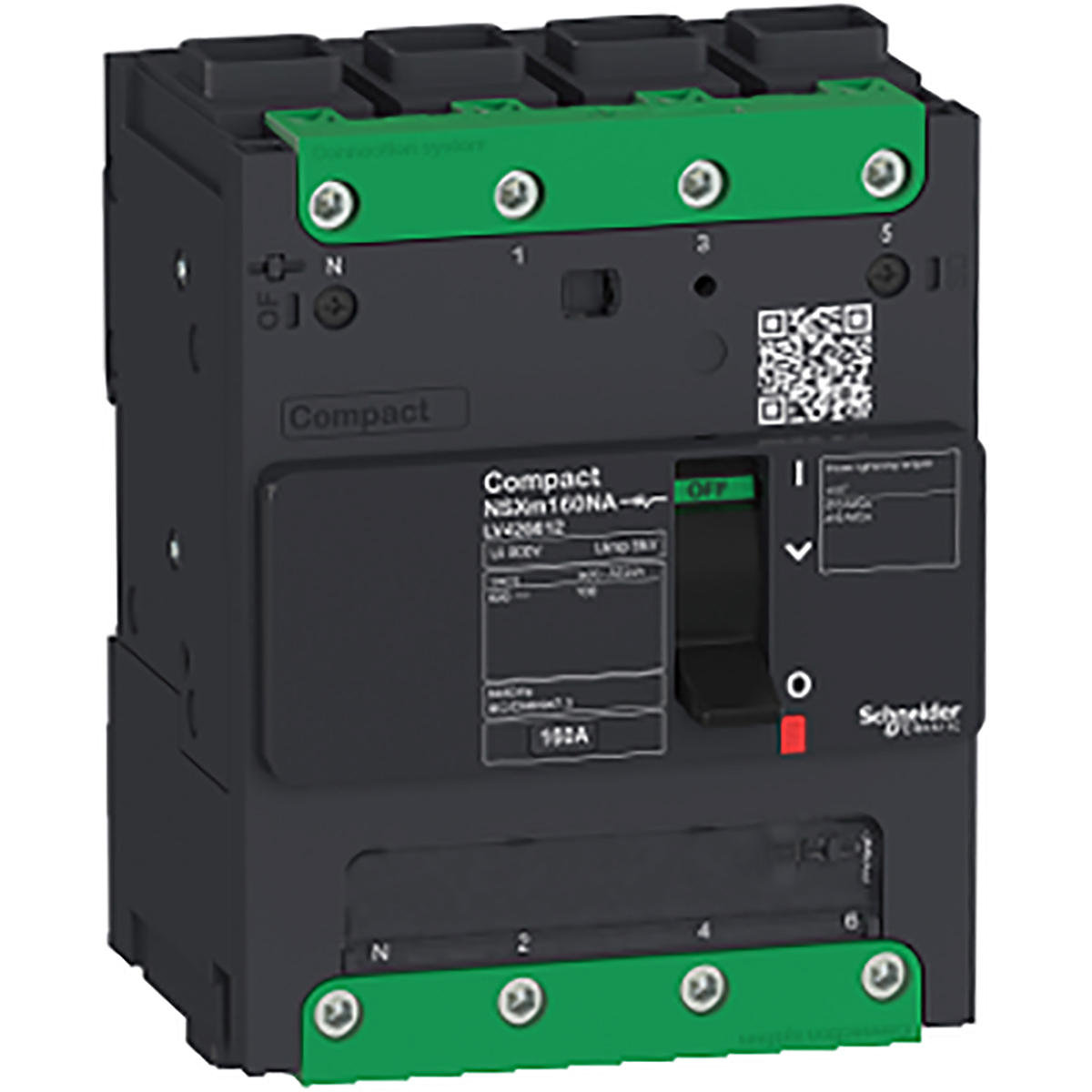 Schneider Electric, ComPact, NSXm Molded Case Circuit Breaker 4-Pole 50A, Breaking Capacity 1.28 kA, Clip-on