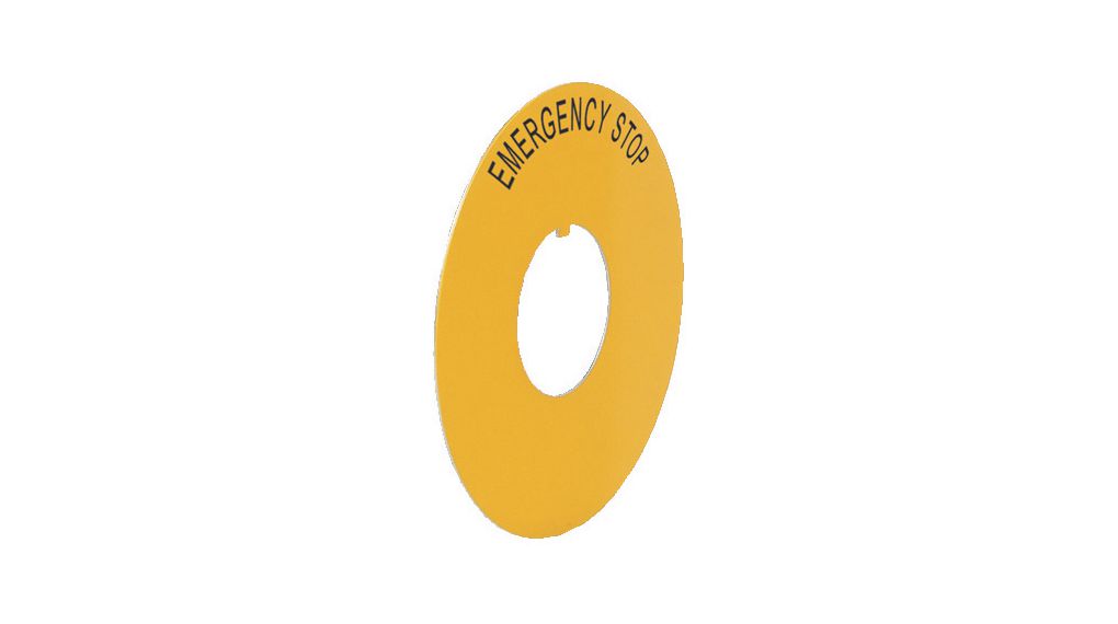 BACO Emergency Stop Plate for Use with Emergency Stop, Pre-printed "Stop