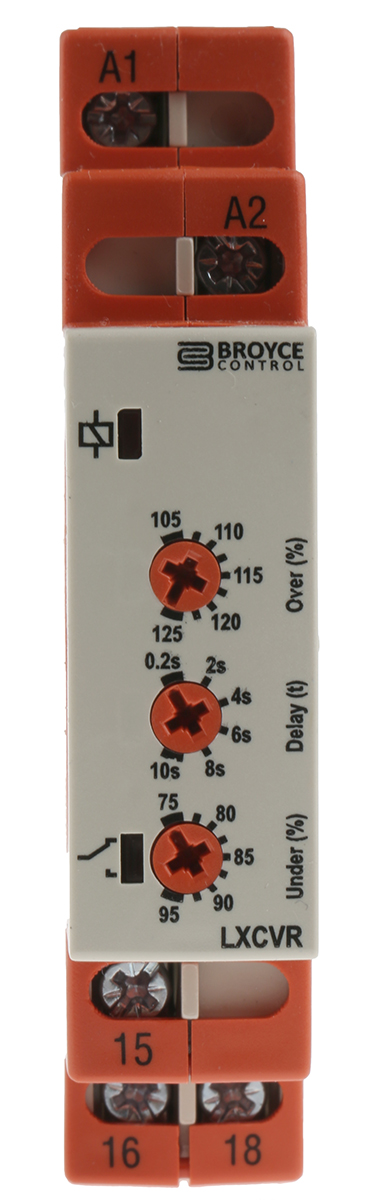 Broyce Control Monitoring Relay, 1 Phase, SPDT, DIN Rail, 230V ac 25 V ac