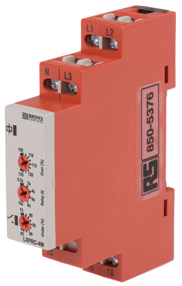 Broyce Control Monitoring Relay, 3 Phase, 120/240 V ac Monitor Range, SPDT, DIN Rail, 230V ac, 240 V ac 25 V ac