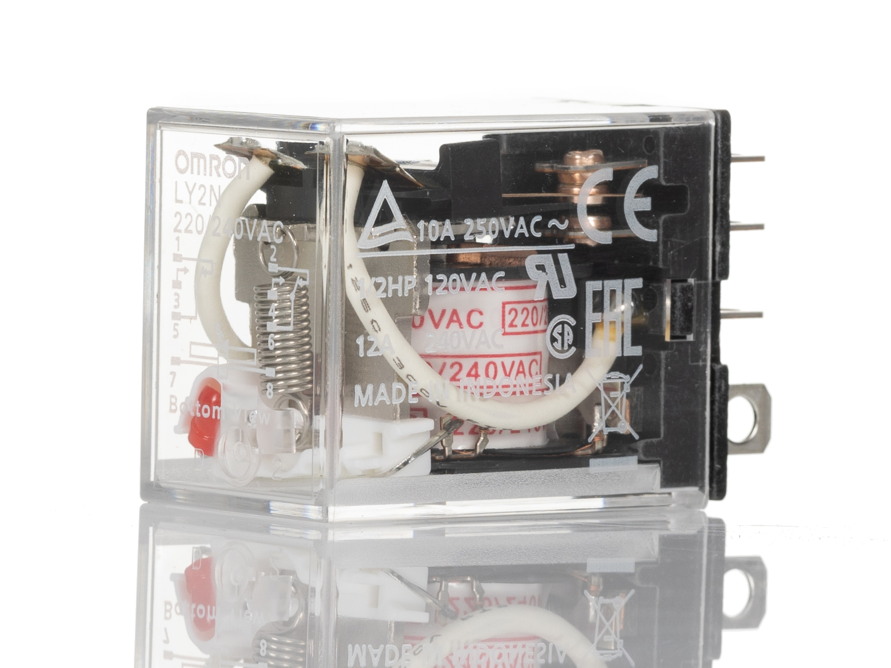 Omron Non-Latching Relay, 220V ac, 240 V ac Coil, 10A Switching Current, DPDT