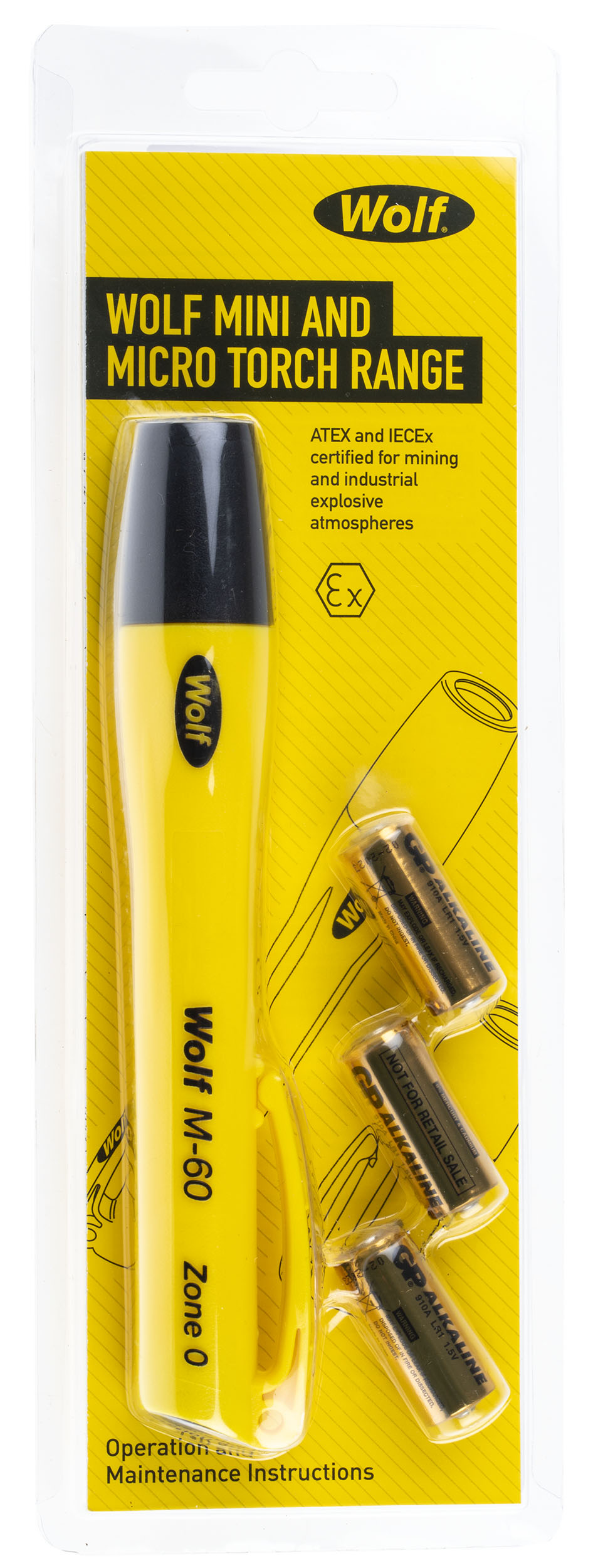 m-60 Wolf Safety IECEx, ATEX LED Pen Torch Yellow 139 lm, 68 mm