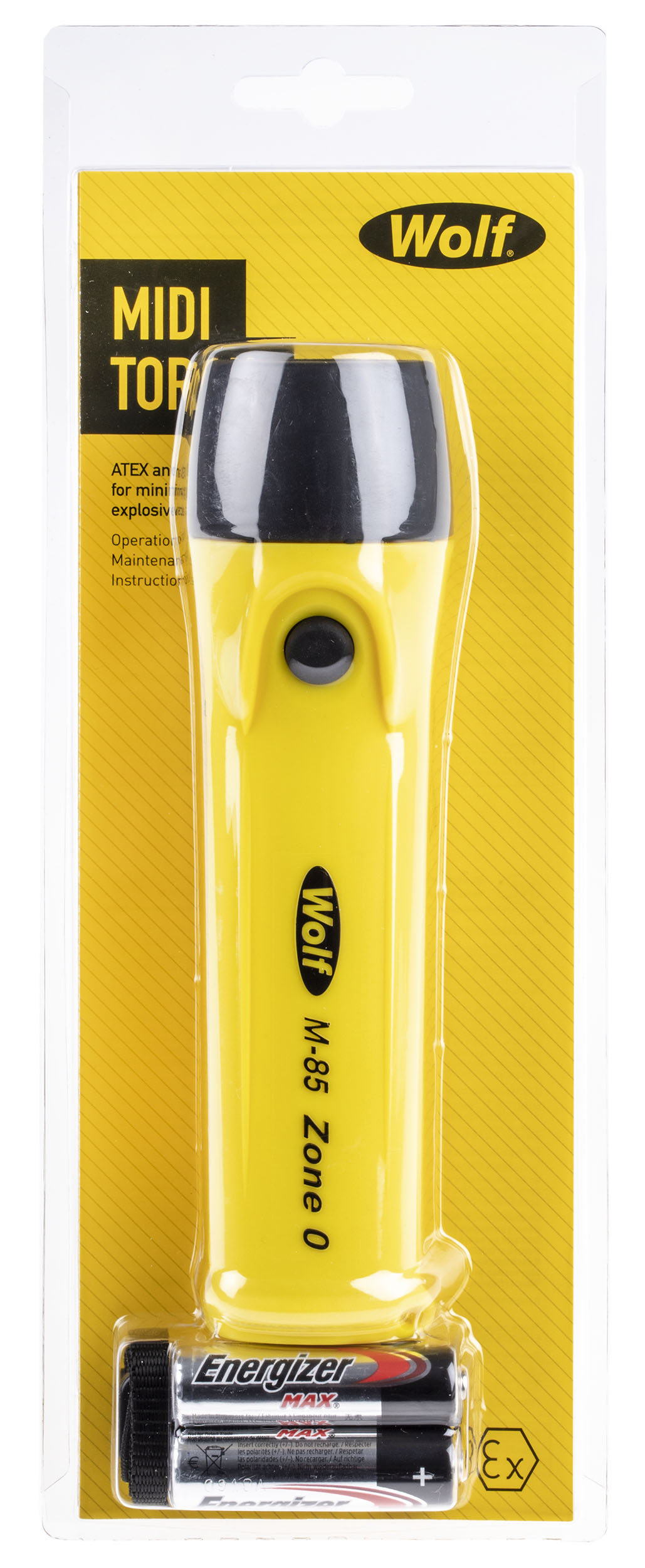 m-85 Wolf Safety IECEx/ATEX LED Pocket Torch Yellow 210 lm, 170 mm