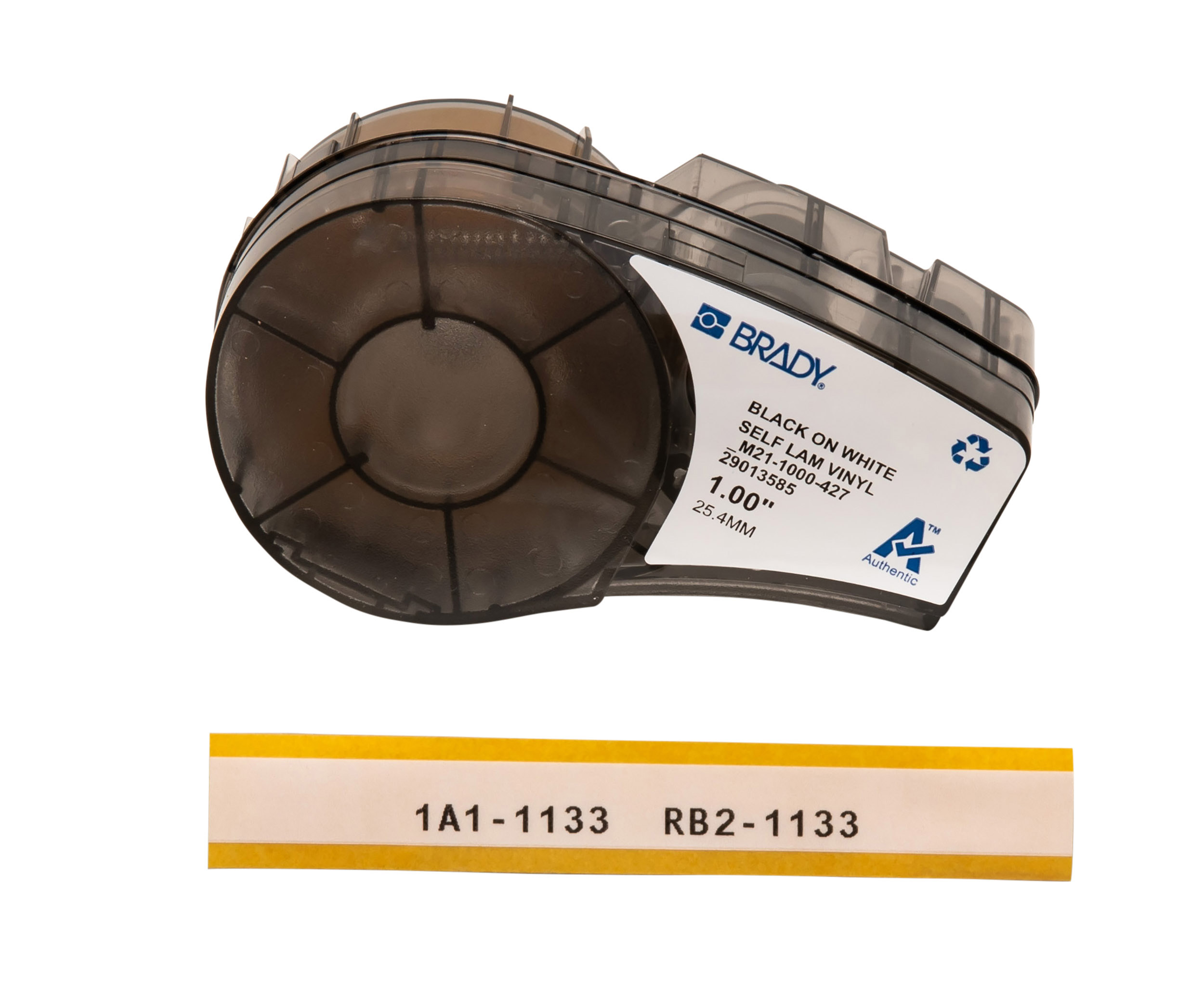 Brady Black on Transparent, White Label Printer Tape, 14.26 m Length, 25.4 mm Width, 4.30 m Label Length, 25.4 mm Label