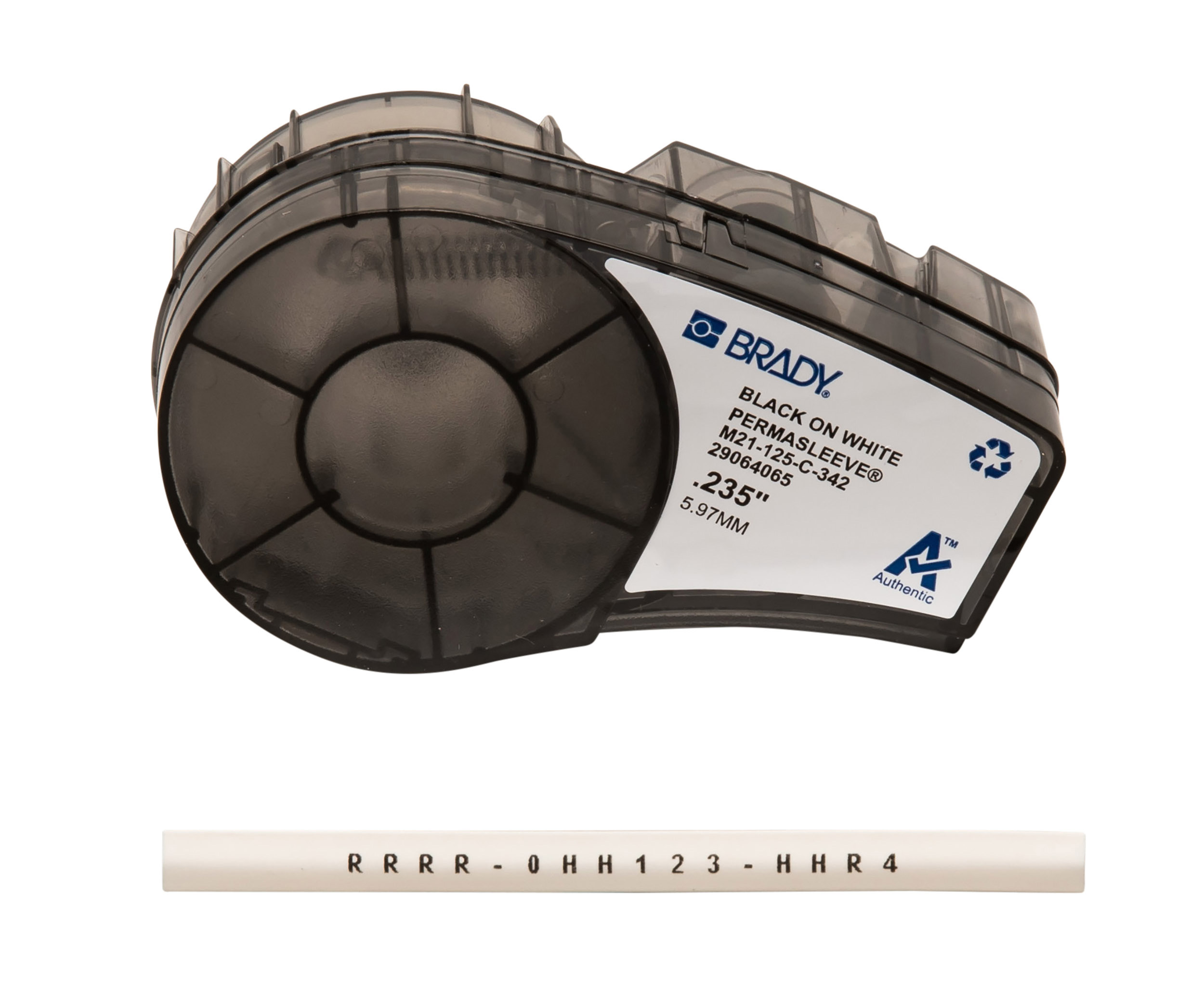 Brady Black on White, Black Label Printer Tape, 2.13 m Length, 3.17 mm Width, 6 mm Label Length, 3.17 mm Label Width