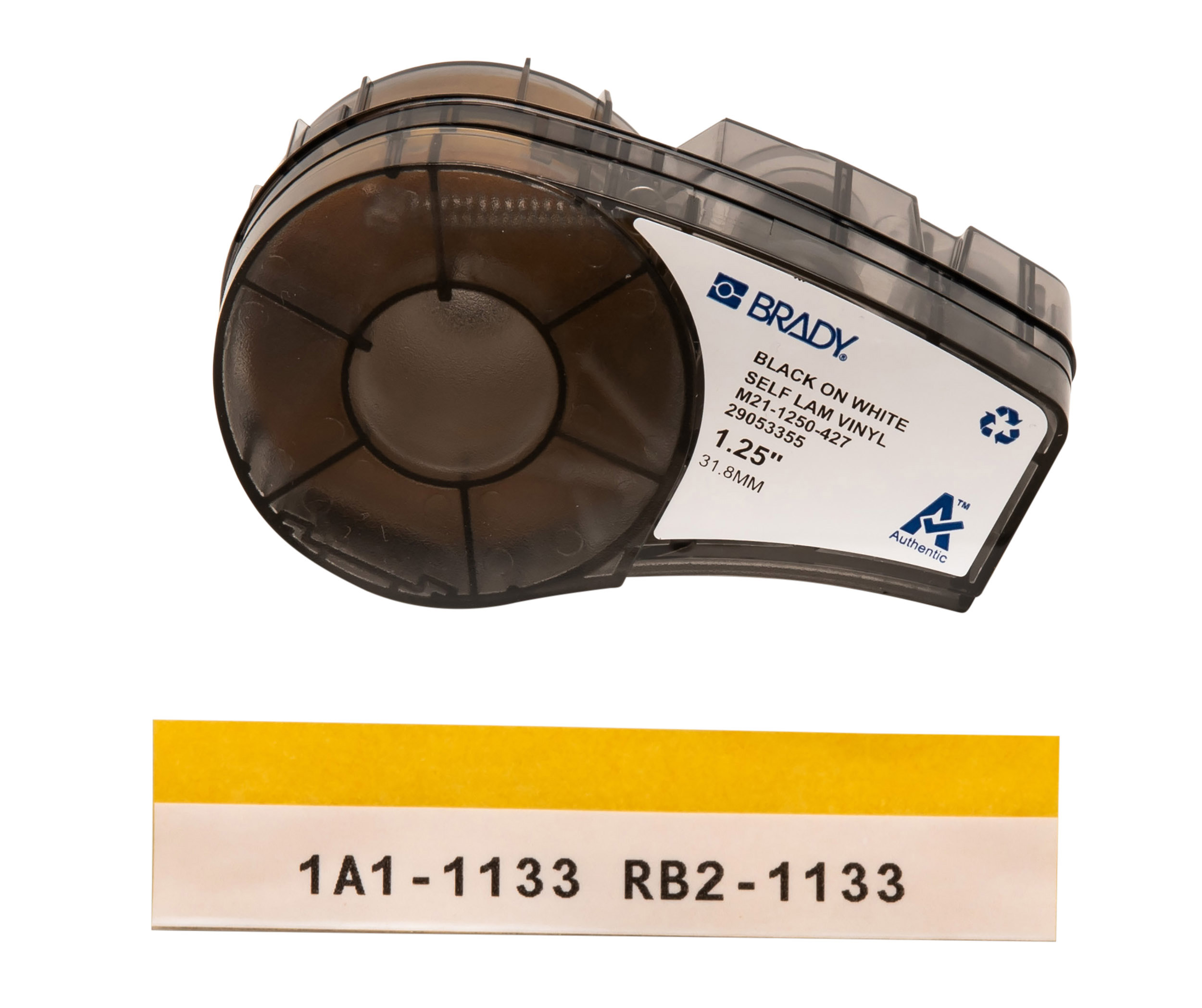 Brady Black on White, Transparent Label Printer Tape, 4.27 m Length, 31.75 mm Width, 30.48 mm Label Width