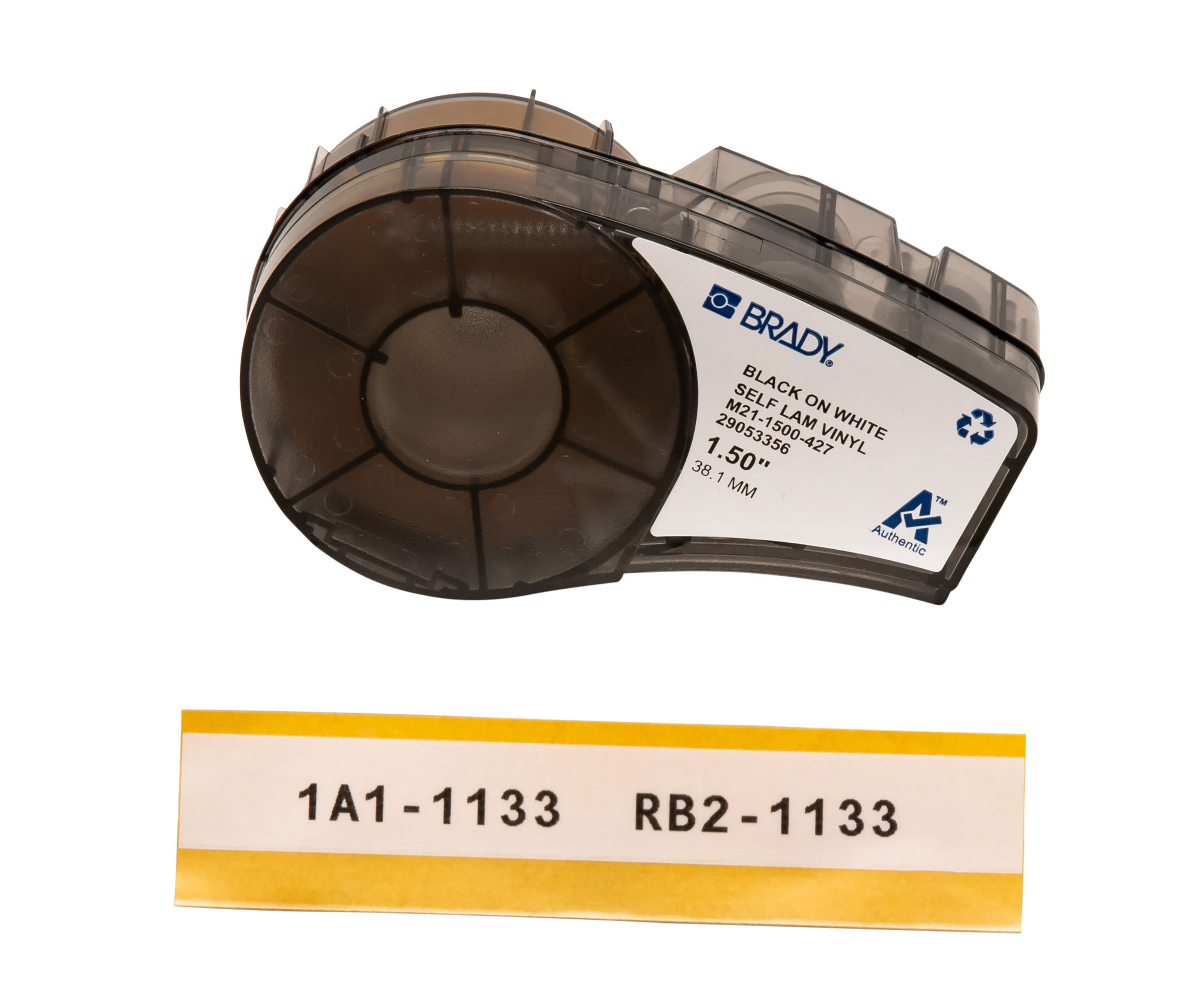 Brady Black on Transparent, White Heat Shrink Labels, 14.26 m Length, 38.1 mm Width, 4.3 m Label Length, 38.1 mm Label