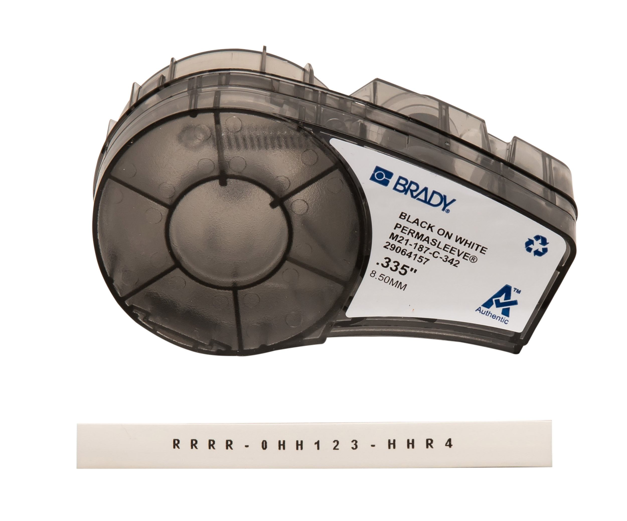 Brady Black on White, Black Heat Shrink Labels, 2.13 m Length, 4.74 mm Width, 8.5 mm Label Length, 4.74 mm Label Width