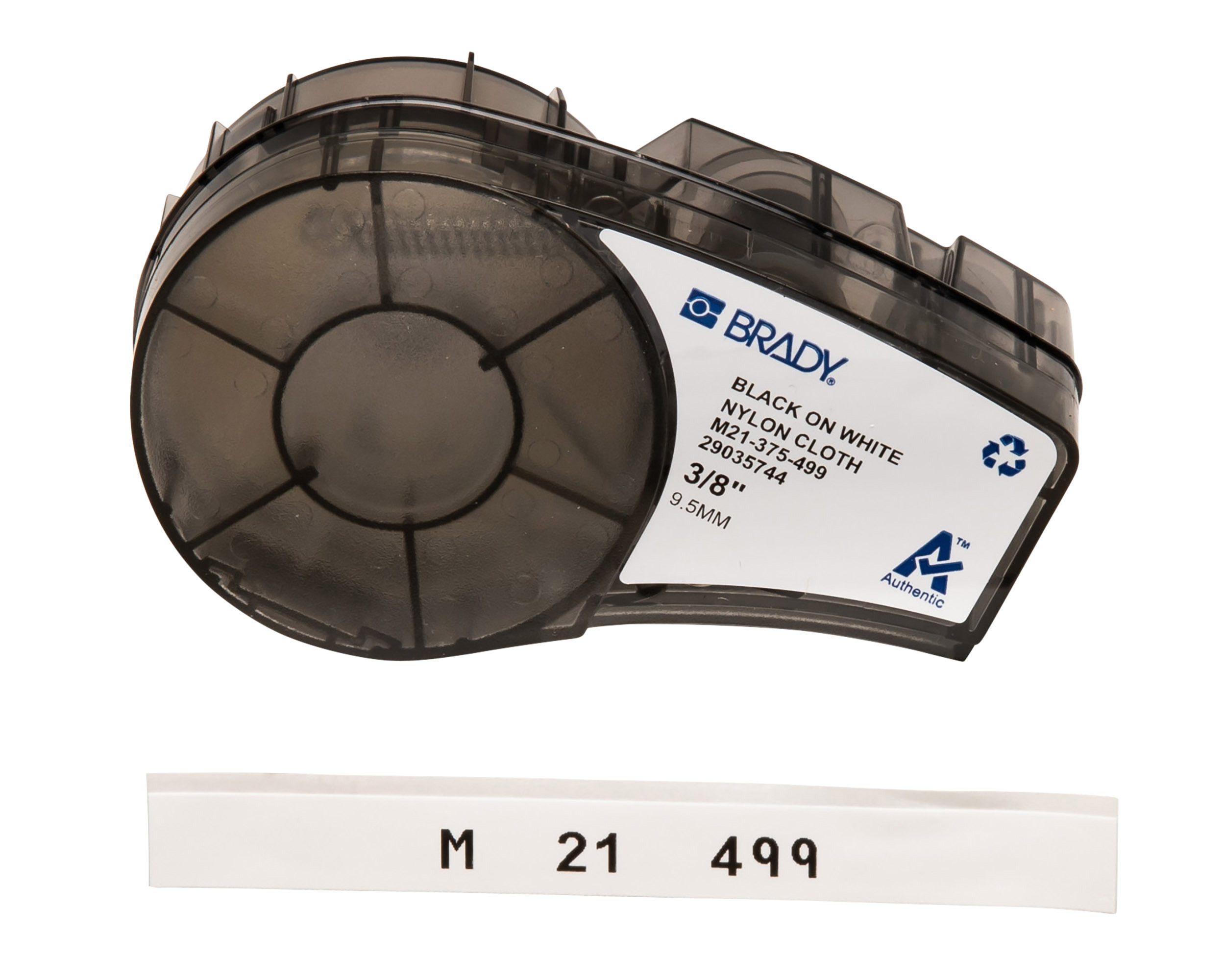 Brady Black on Black, White Label Printer Tape, 4.88 m Length, 9.53 mm Width, 9.52 mm Label Width