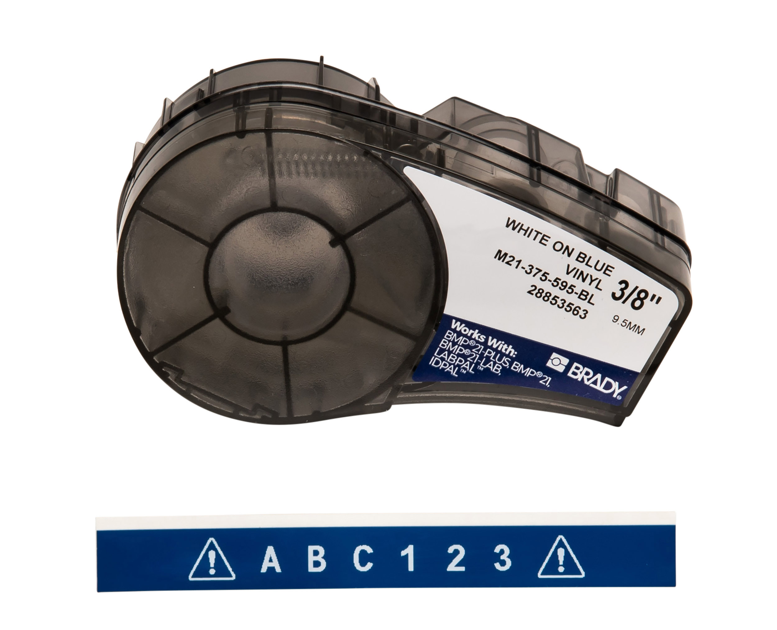 Brady White on White, Blue Label Printer Tape, 6.4 m Length, 9.53 mm Width, 9.53 mm Label Length, 9.53 mm Label Width