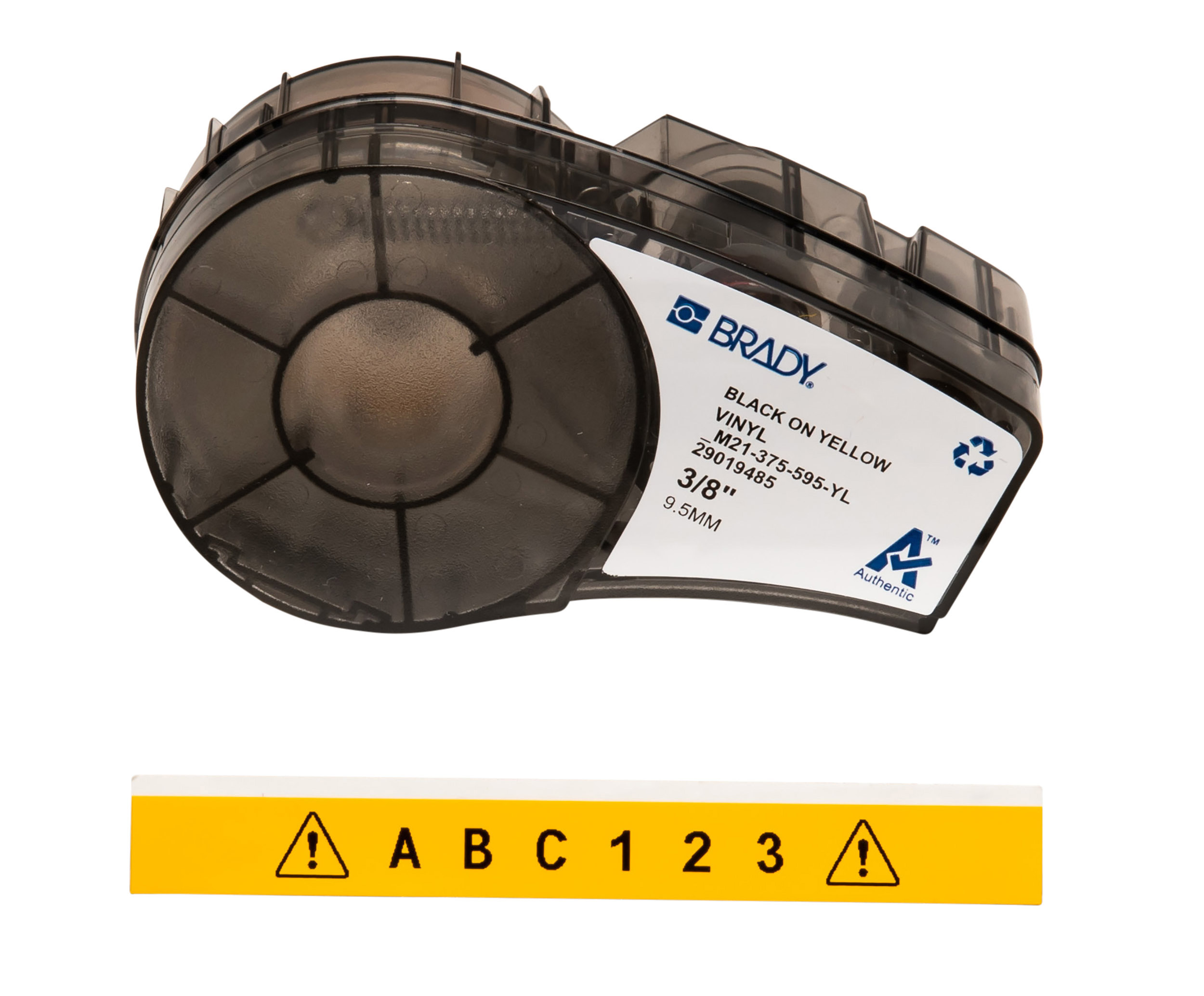 Brady Black on Yellow, Black Label Printer Tape, 6.4 m Length, 9.53 mm Width, 6.40 m Label Length, 9.53 mm Label Width