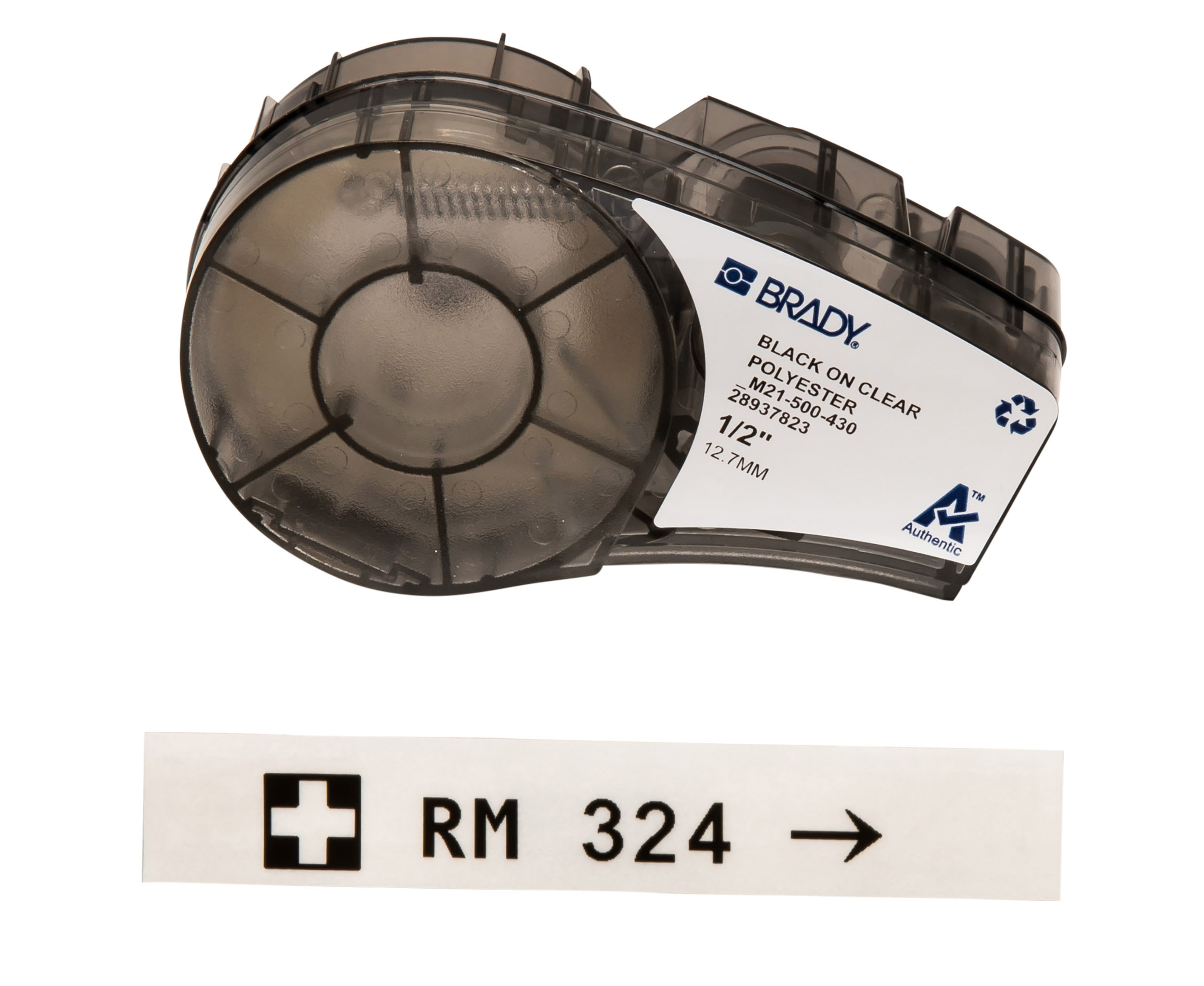 Brady Black on Black, Transparent Label Printer Tape, 6.4 m Length, 12.7 mm Width, 6.4 mm Label Length, 12.7 mm Label