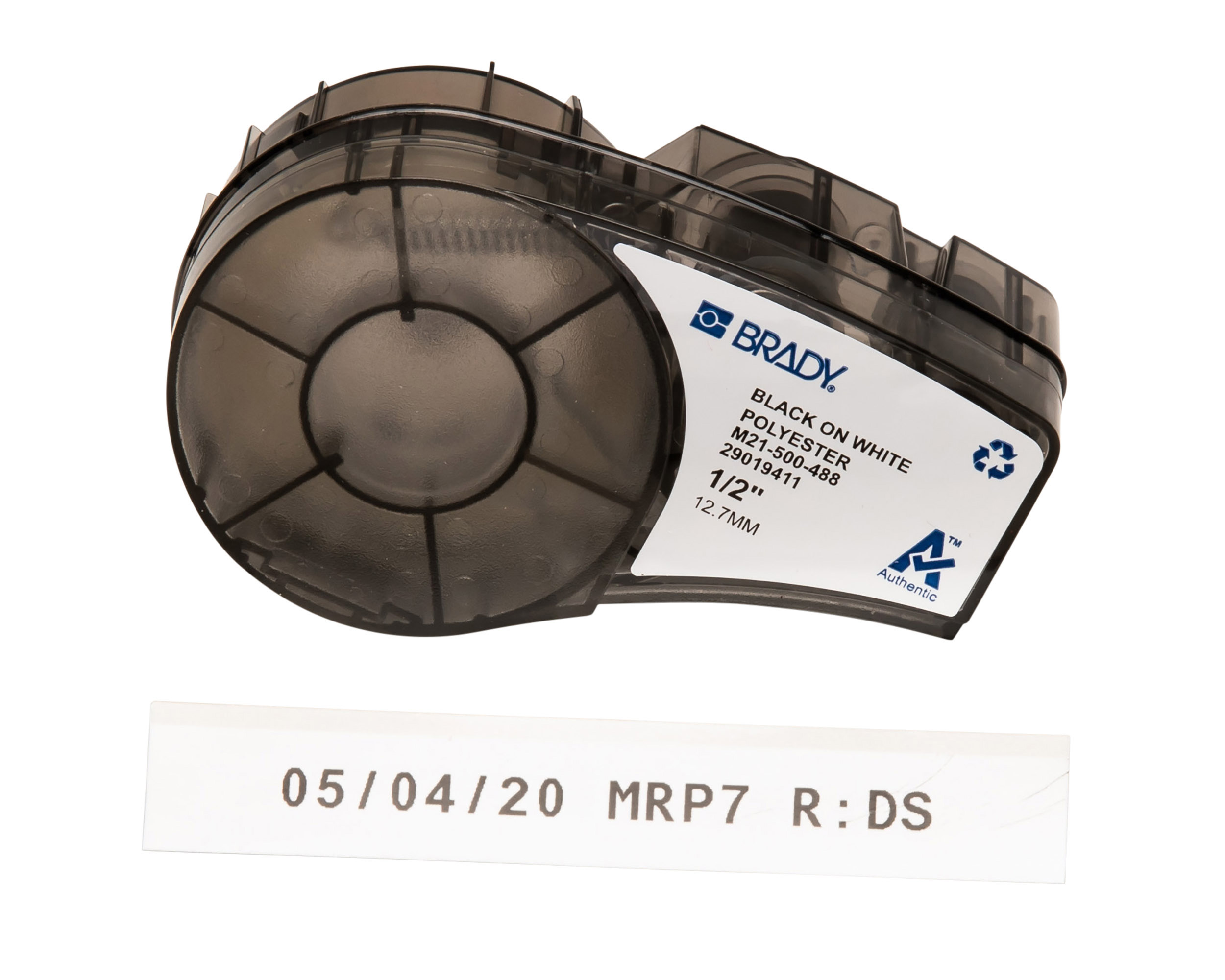 Brady Black on Black, White Label Printer Tape, 6.4 m Length, 12.7 mm Width, 6.40 m Label Length, 12.7 mm Label Width