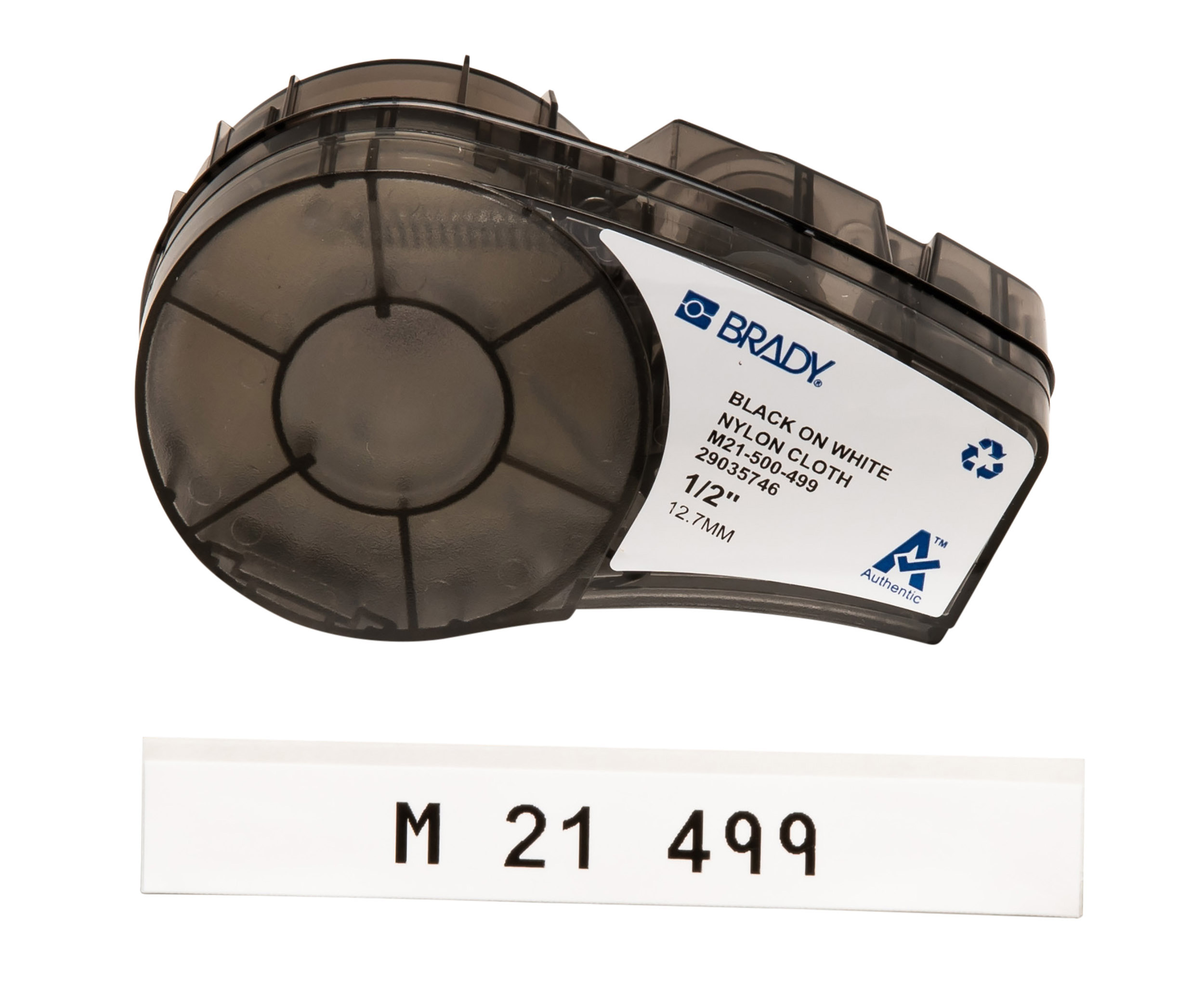 Brady Black on White, Black Label Printer Tape, 4.87 m Length, 12.7 mm Width, 4.90 m Label Length, 12.7 mm Label Width