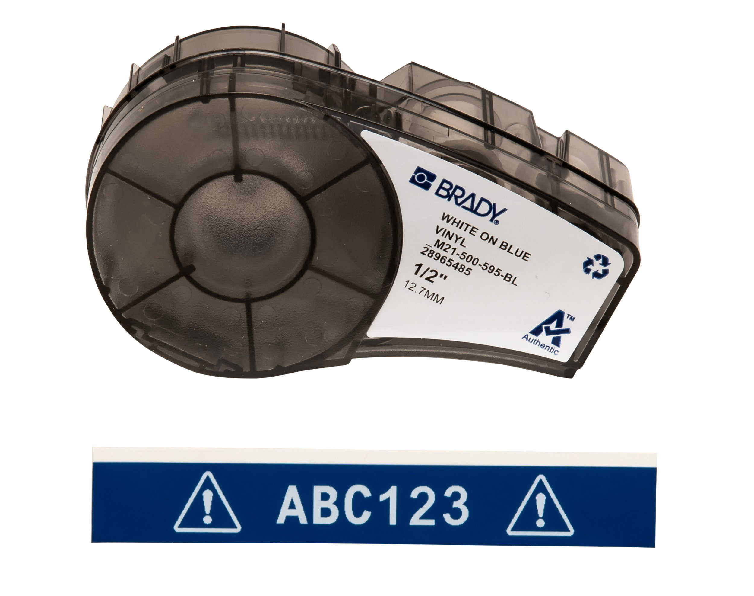Brady White on Blue, White Label Printer Tape, 6.4 m Length, 12.7 mm Width, 12.7 mm Label Length, 12.7 mm Label Width