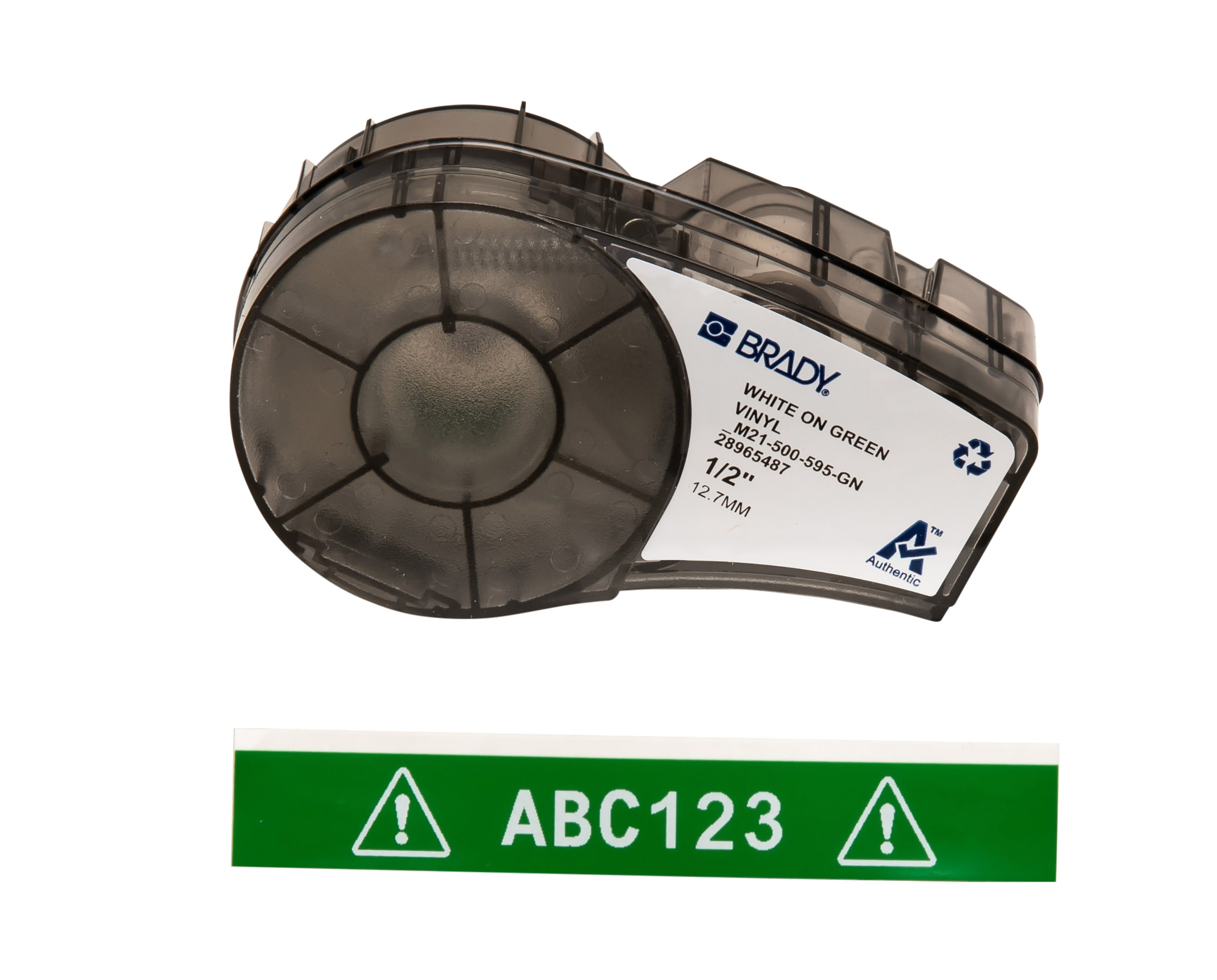 Brady White on White, Green Label Printer Tape, 6.4 m Length, 12.7 mm Width, 12.7 mm Label Length, 12.7 mm Label Width