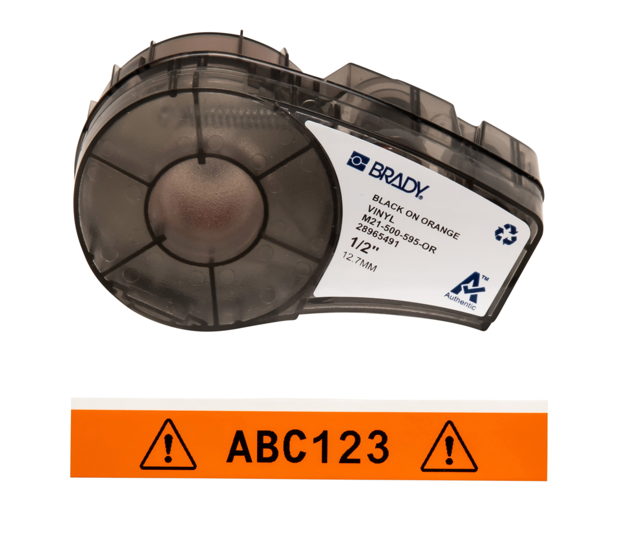 Brady Black on Orange, Black Label Printer Tape, 6.4 m Length, 12.7 mm Width, 12.7 mm Label Length, 12.7 mm Label Width